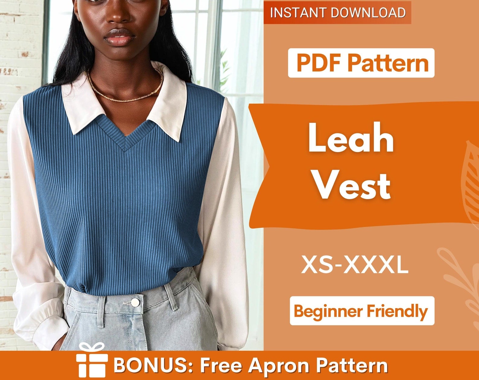 Women Vest Sewing Pattern | Sewing Pattern Vest | Waistcoat Pattern| Sewing Pattern Knitted Vest | Top Pattern Women, Women