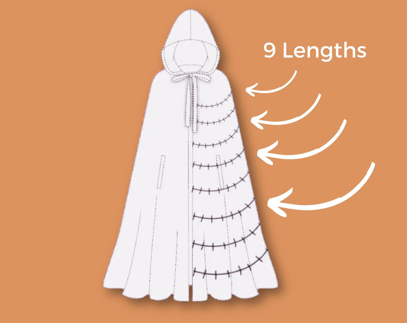 Cloak Sewing Pattern with 9 Lengths, Cape Pattern, Elven Cape, Magical Gown, Medieval Dress, Hooded Cloak, Cape with Hood