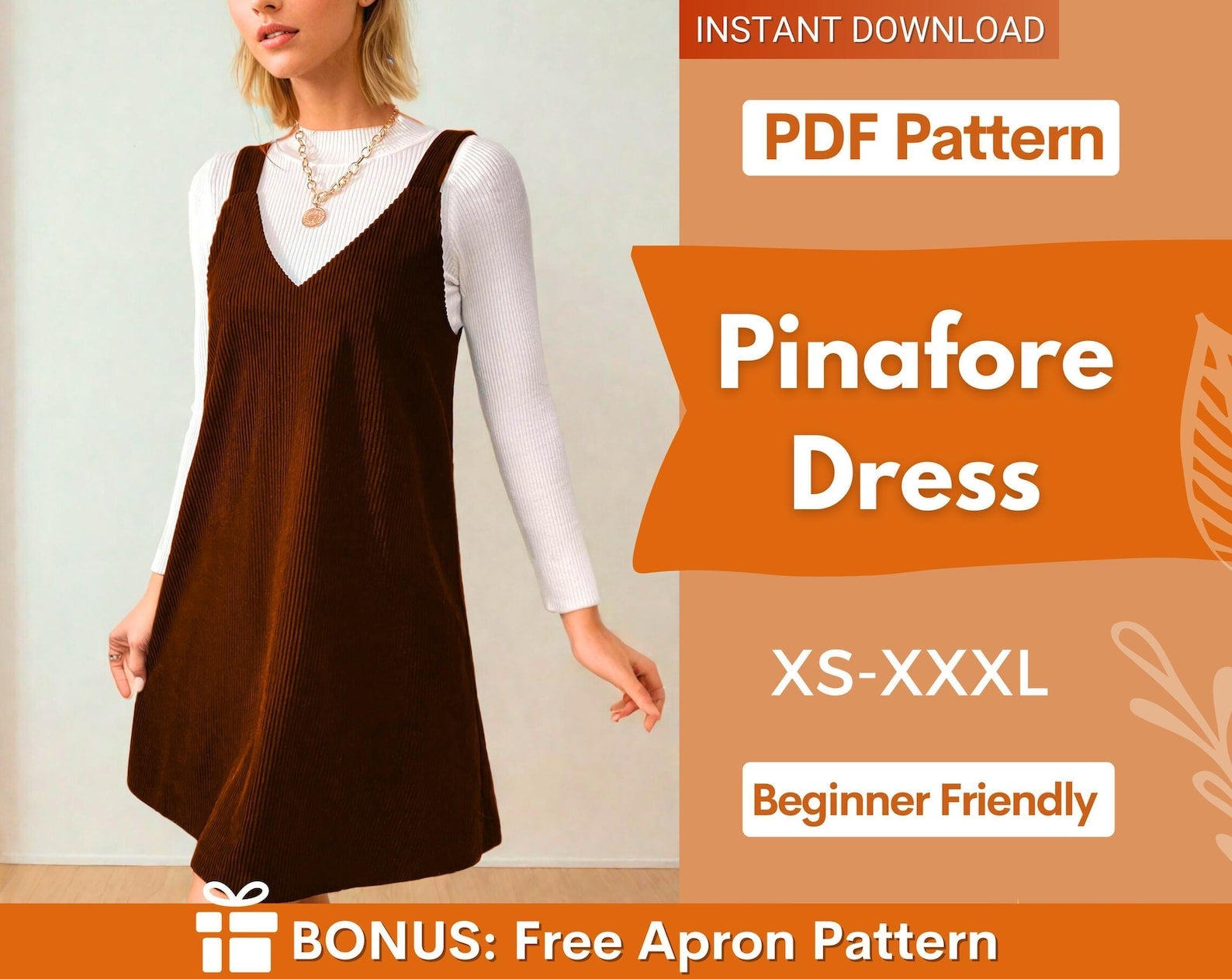 Pinafore Dress Pattern | Overall Dress Sewing Pattern | Jumper Pattern | Pinafore pattern | Sewing Pattern Beginner | PDF