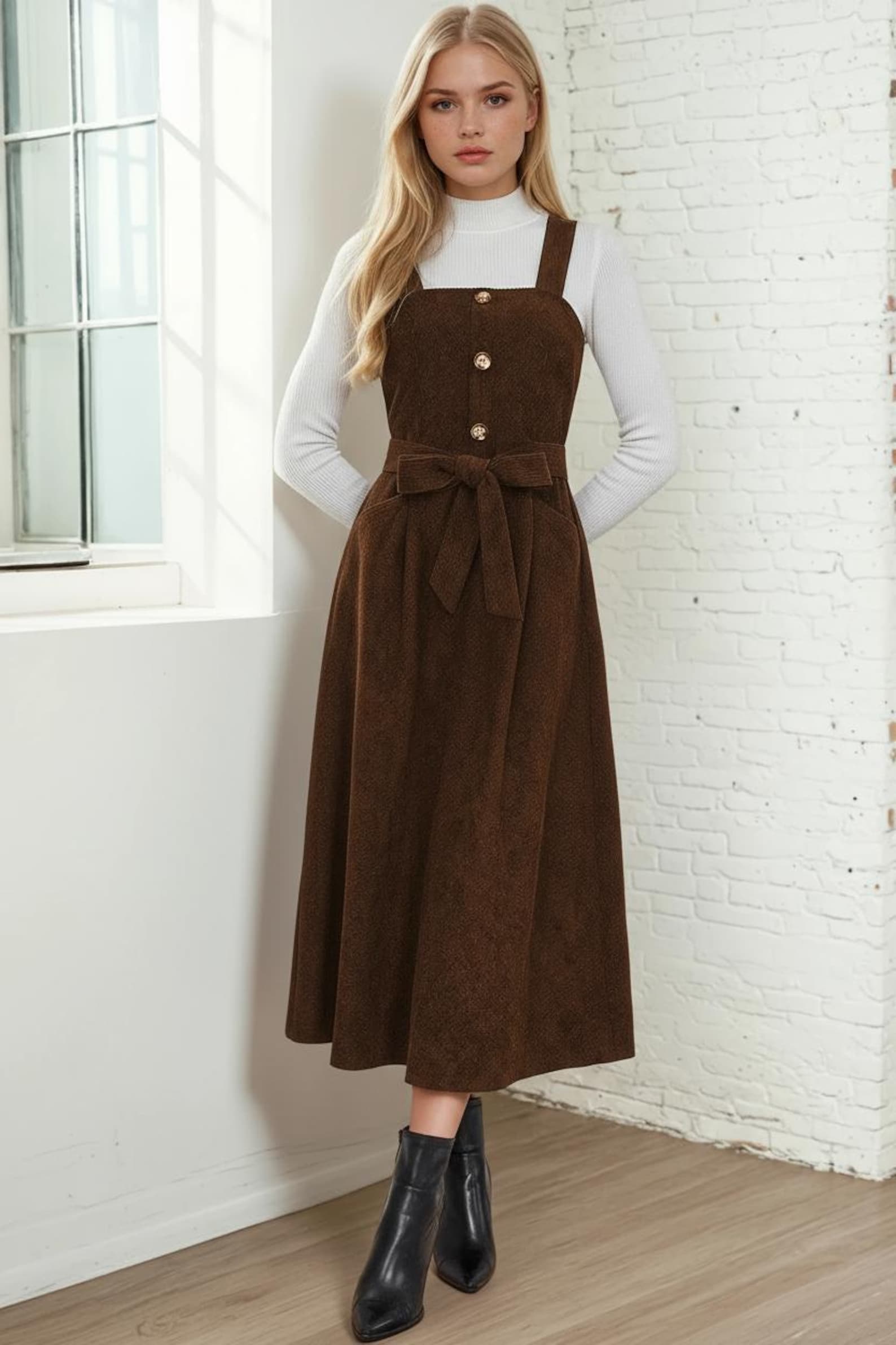 Overall Dress Sewing Pattern | Dress Pattern | Sewing Patterns | Women Dress Pattern | Midi Dress pattern | Milkmaid Dress