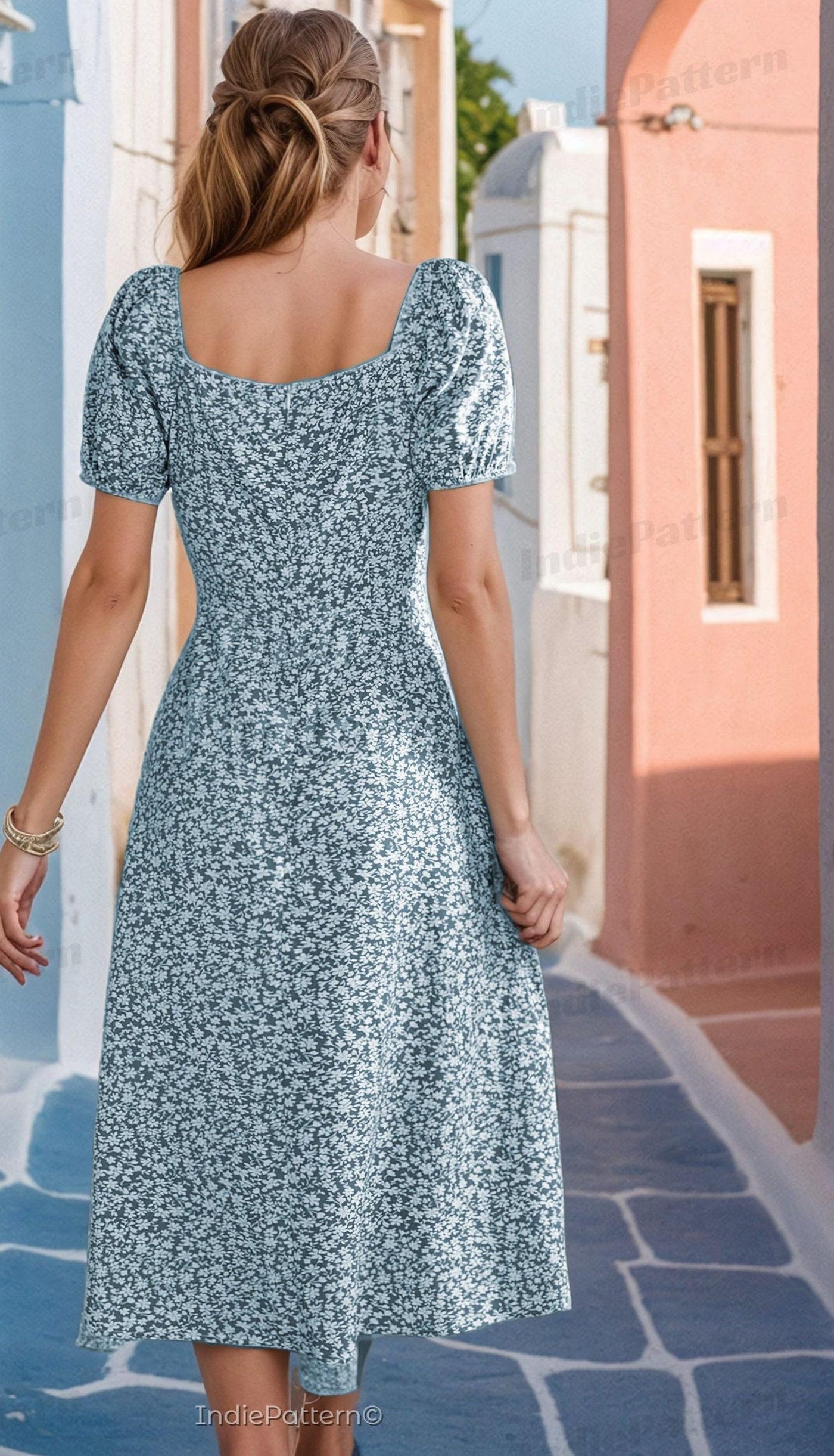 Slit Dress Pattern | XS-XXXL | Milkmaid Dress Sewing Pattern | Summer Dress Pattern | Women Sewing Pattern | Sleeve Dress PDF