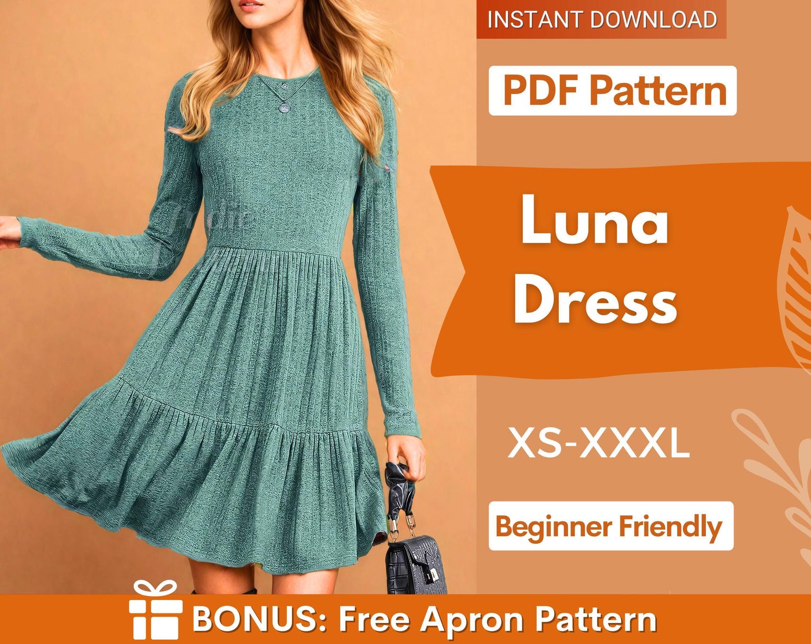 Tiered Dress Sewing Pattern | Dress Pattern | Sewing Patterns | Women Dress Pattern | Beginner Sewing Pattern for Women |