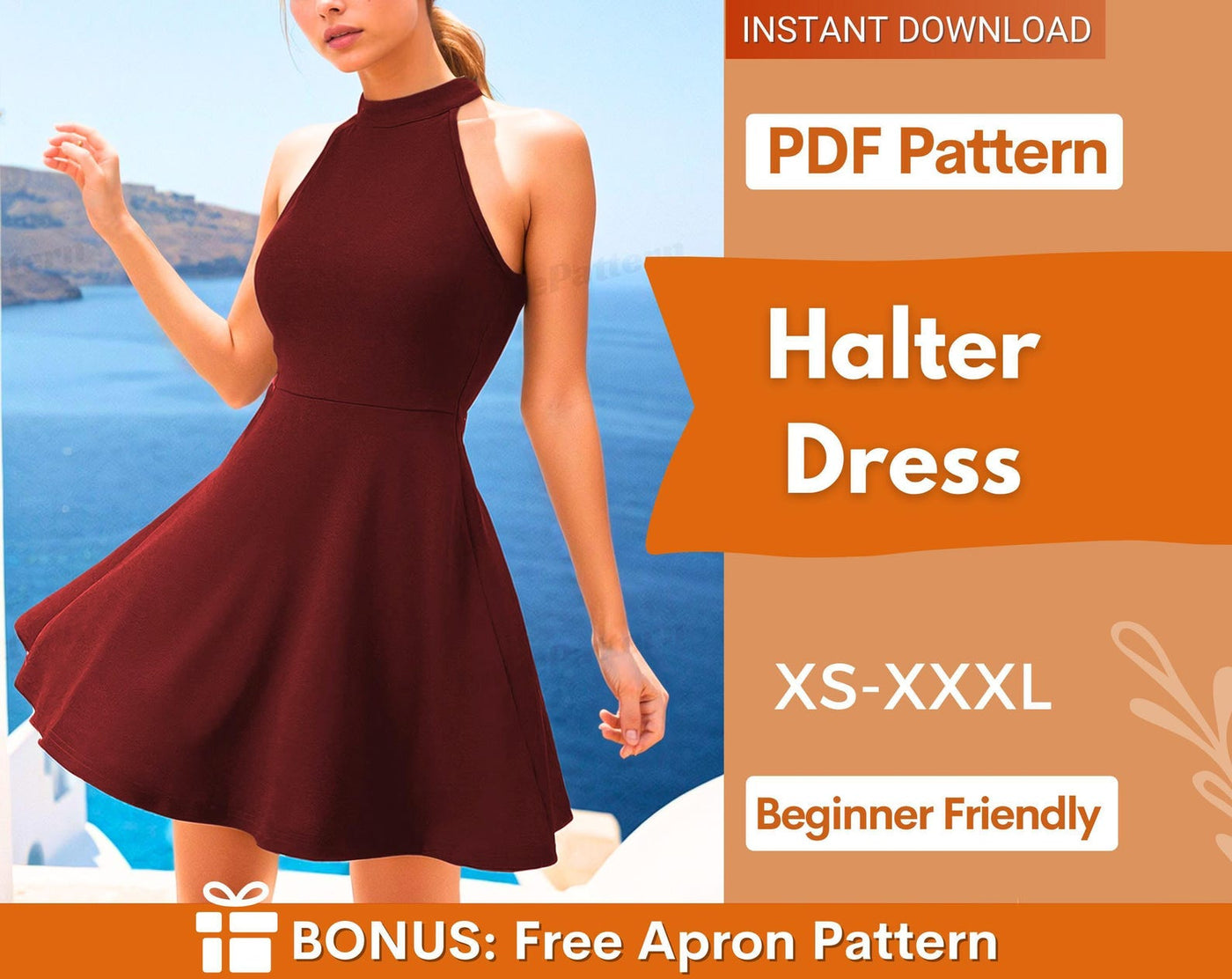 Halter Dress Sewing Pattern | Dress Pattern | Sewing Patterns