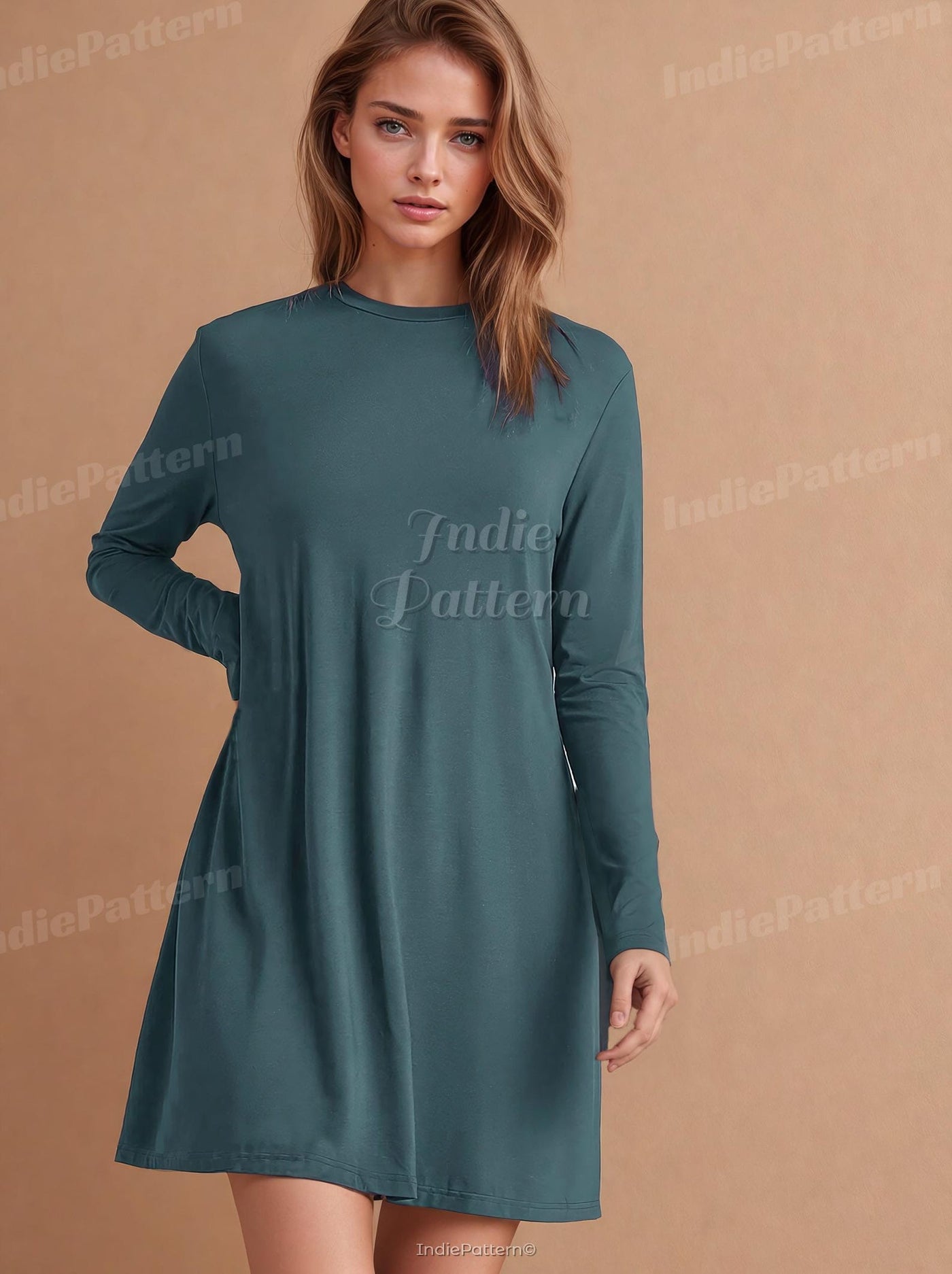 Dress PDF Sewing Pattern for Women, Easy Pattern for Beginners, Long Sleeved Dress, Oversized TShirt pattern, Loose Dress