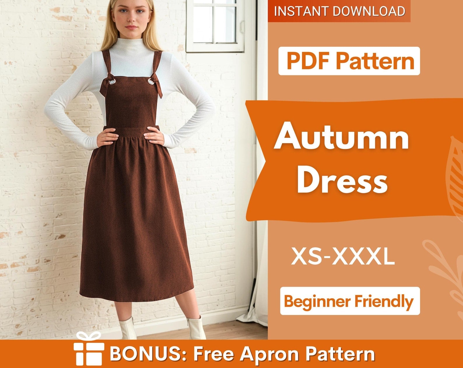 Pinafore Dress Sewing Pattern | Dress Pattern | Sewing Patterns | Women Dress Pattern | Women pattern | Jumper Dress