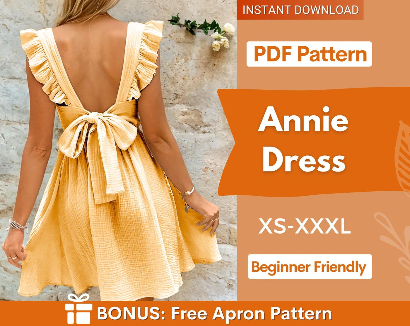 Summer Dress Pattern | Back Tie Dress Sewing Pattern | Dress Sewing Pattern | Women Dress Pattern | Sewing Patterns for
