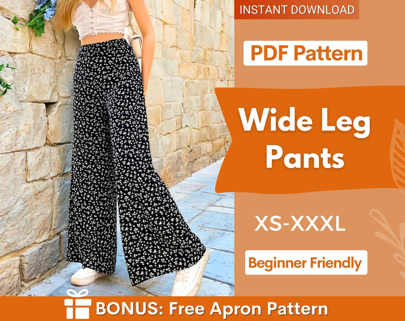 Pants Pattern for Women | Wide Leg Pants Sewing Pattern | Summer Pants Pattern | Sewing Patterns | Women Sewing Pattern |
