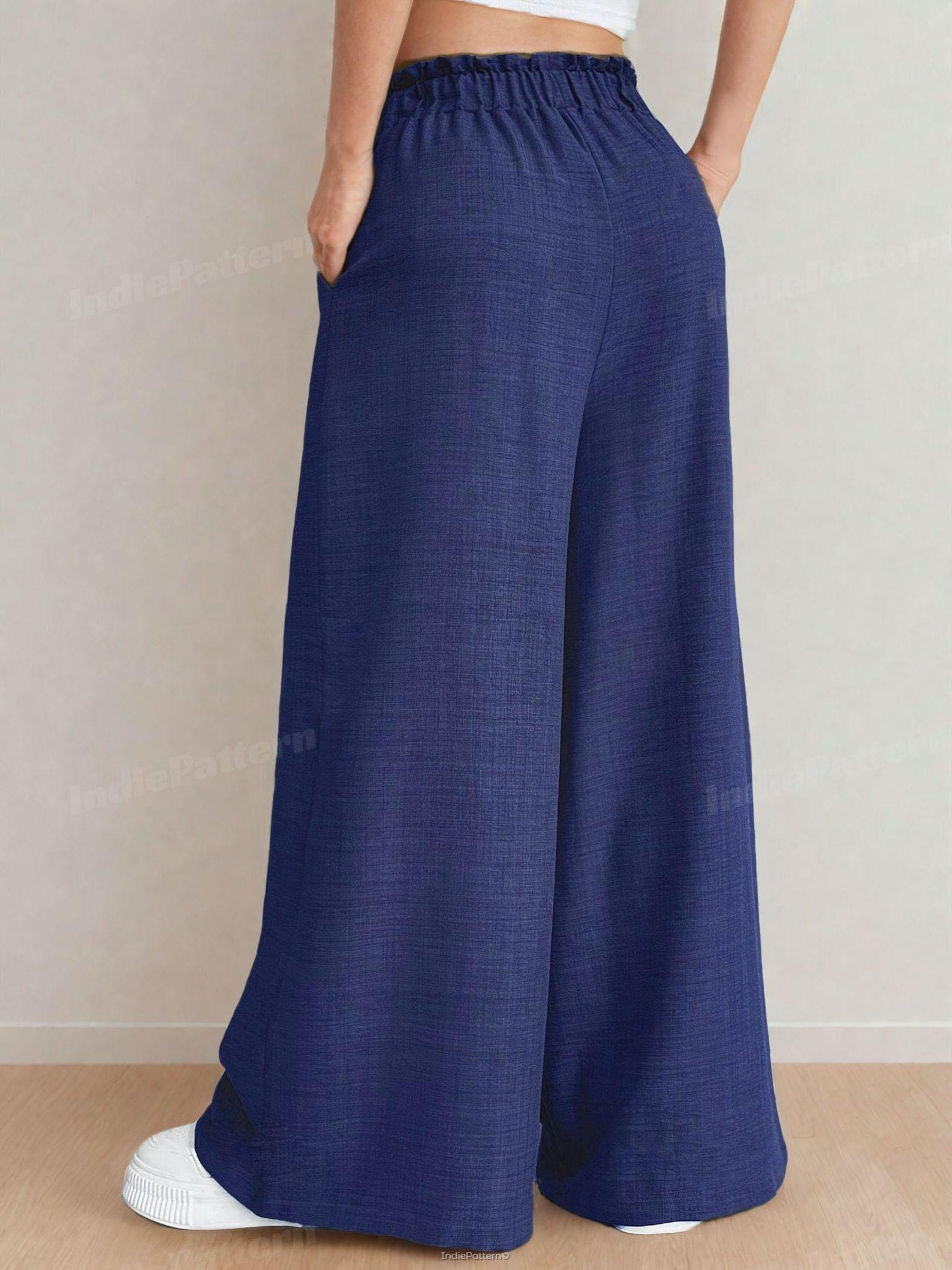 Palazzo Pants Sewing Pattern | Elastic Waistband Pants | Wide Leg Pants | Women Sewing Pattern | High Waisted Pants Pattern |