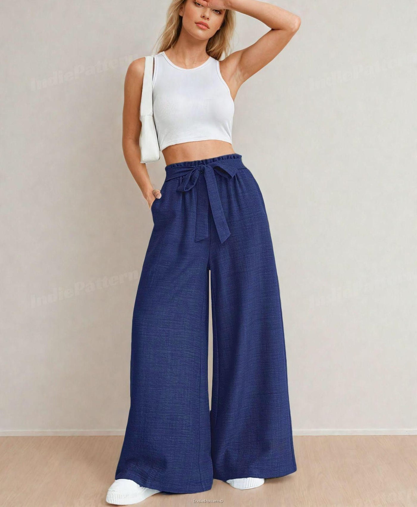 Palazzo Pants Sewing Pattern | Elastic Waistband Pants | Wide Leg Pants | Women Sewing Pattern | High Waisted Pants Pattern |