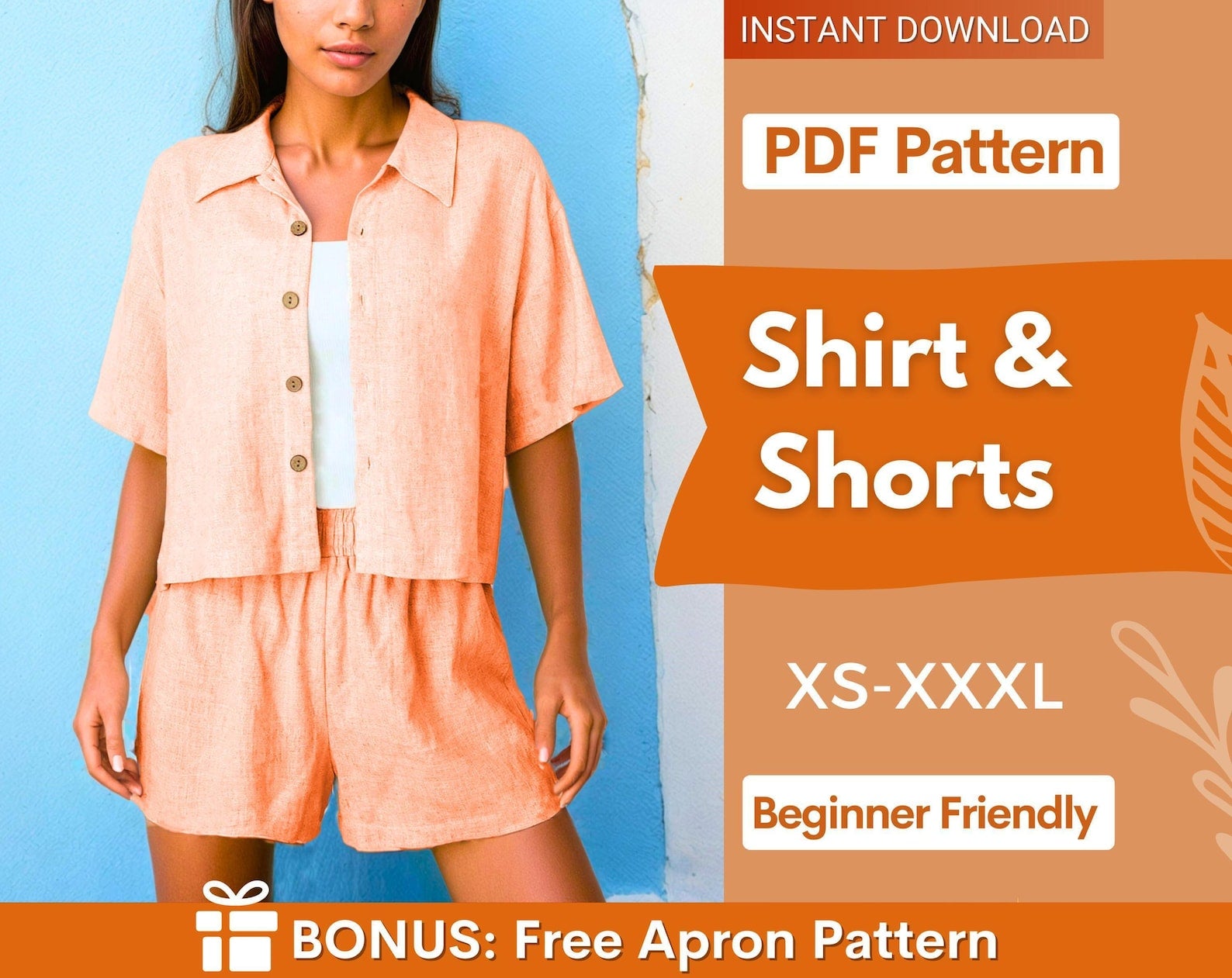 Crop Shirt & Shorts Sewing Pattern | Sewing Pattern Women | Wide Leg Shorts Pattern | Top Pattern | Women patterns | Tank Top