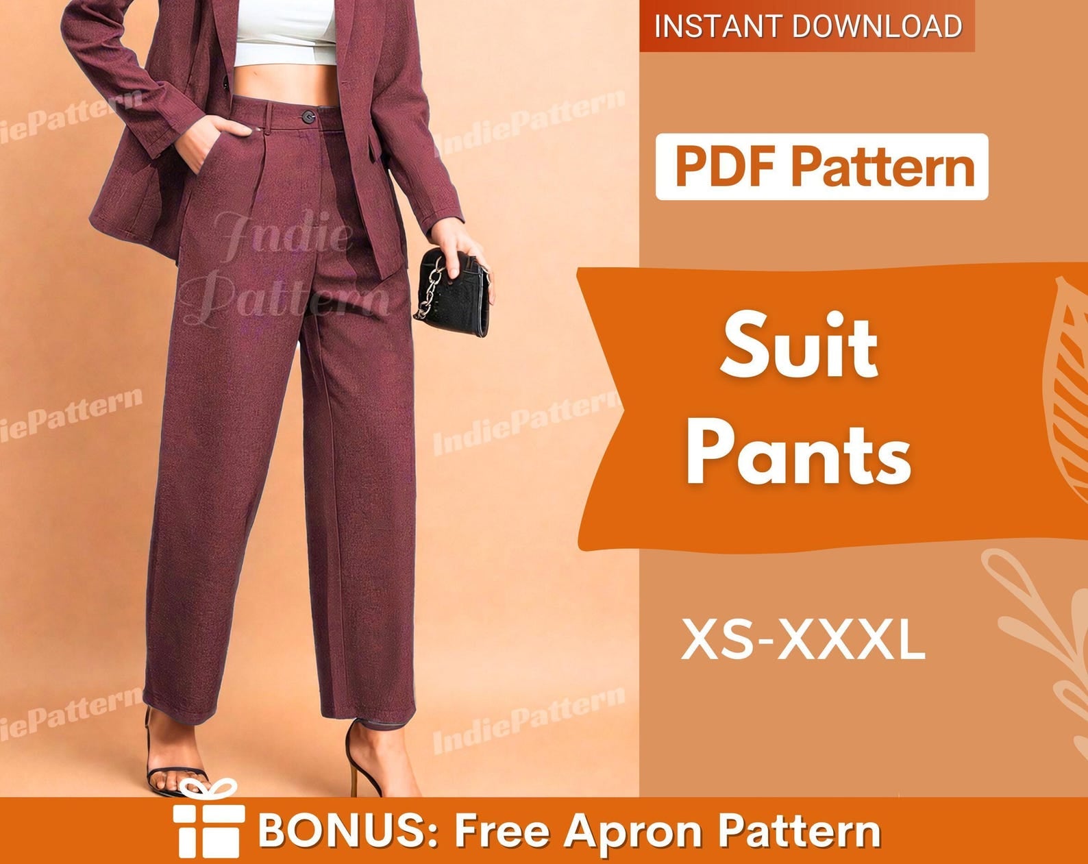 Suit Pants Pattern | Sewing Patterns | Trousers Sewing Pattern | Wide Leg Pants Pattern | Sewing Pattern Pants Women Sewing |