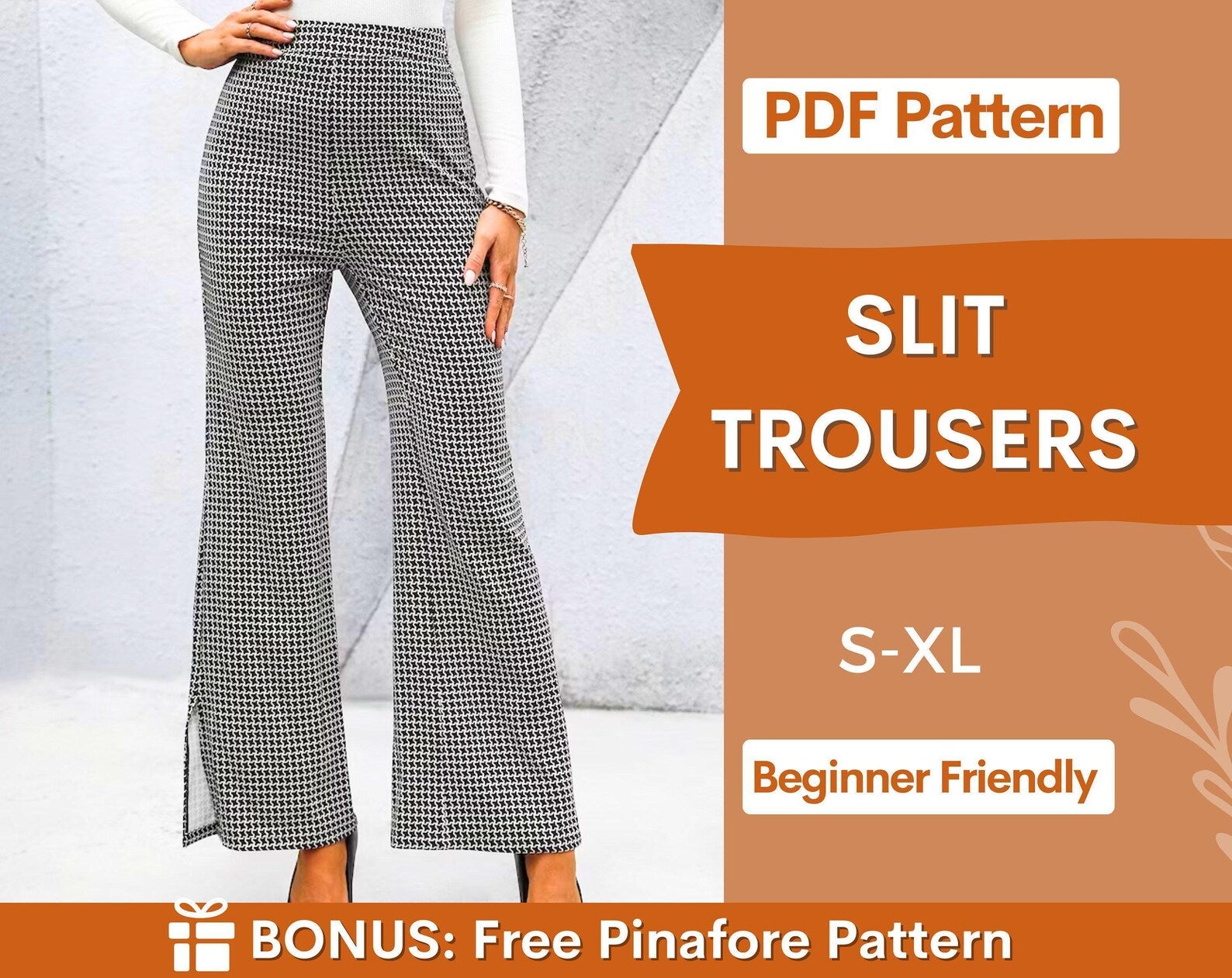 Flare Leg Slit Pants Sewing Pattern for Women | Flare Leg Trouser Pattern | Wide leg pants pattern | High waisted pants