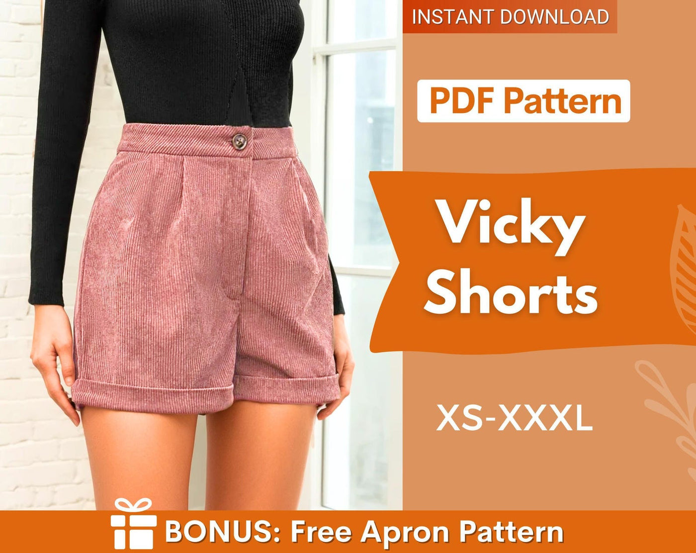 Wide Leg Shorts Sewing Pattern | Sewing Patterns | Women Sewing Pattern | Shorts Pattern Women | High Waisted Wide Leg Shorts