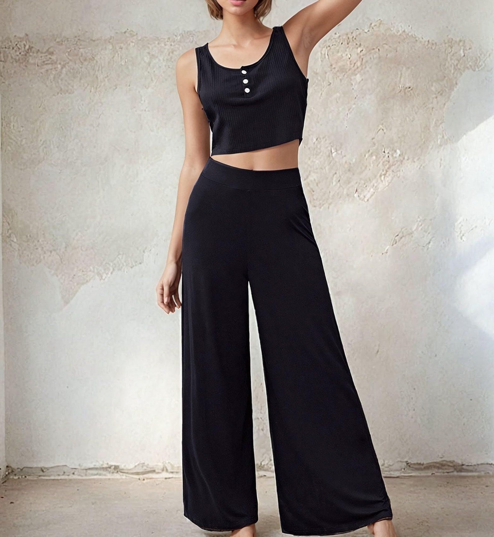 Pants Pattern | Elastic Waistband Wide Leg Pants Sewing Pattern | Trousers Pattern | High Waisted Pants Pattern | Sewing