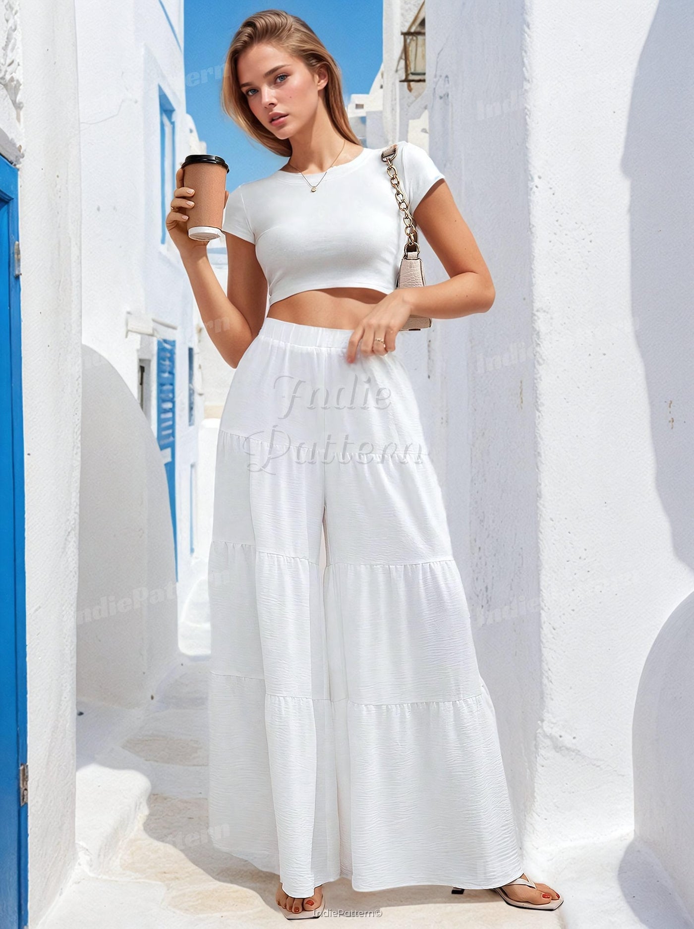 Tiered Pants Pattern | Women Pants Sewing Pattern | Wide Leg Pants Pattern | Pants Pattern | Sewing Patterns | Women Sewing