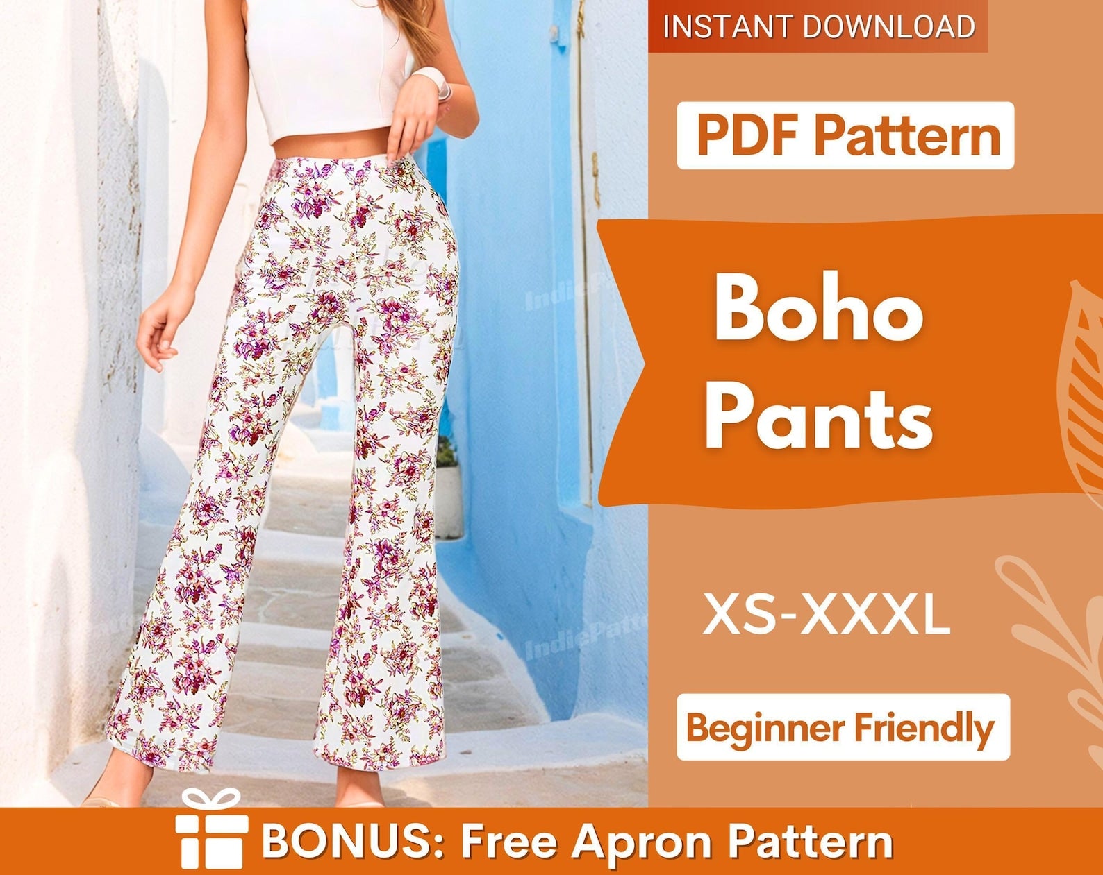 Flare Pants Pattern | Pants Sewing pattern | Wide leg pants, High waisted pants sewing pattern, Trousers pattern for women