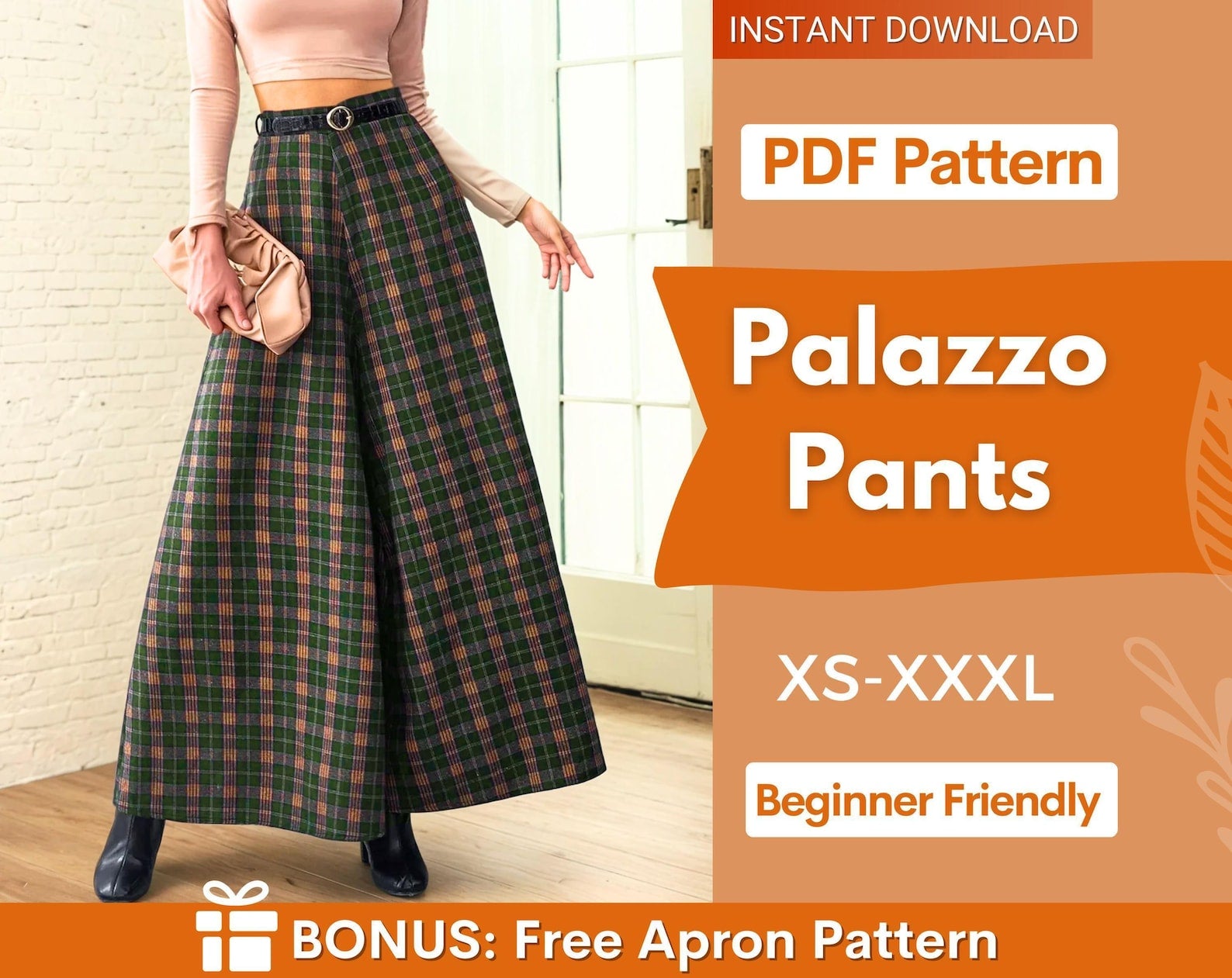 Palazzo Pants Pattern | Women Pants Sewing Pattern | Wide Leg Pants Pattern | Pants Pattern | Sewing Patterns | Women Sewing
