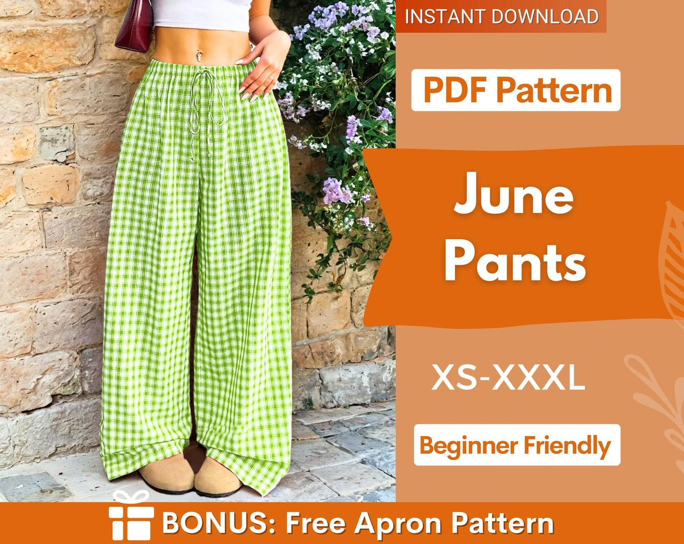 Elastic Wide Pants Pattern | Palazzo Pants Sewing Pattern for Women | Pants Pattern | Women Sewing Pattern | Women Palazzo
