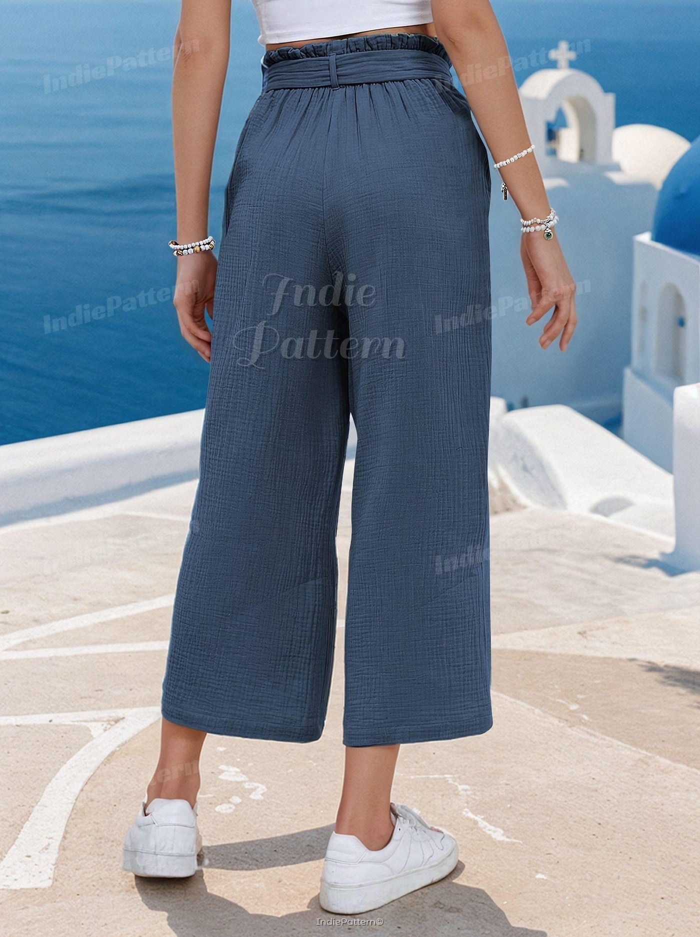 Women Pants Pattern | Elastic Waistband Pants Pattern | Straight Leg Pants | Women Sewing Pattern | High Waisted Pants