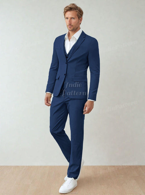 3 Pieces Suit Set Sewing Pattern for Men | Vest, Jacket & Pants Sewing Pattern | Men Suit Set Sewing Patterns | Suit Pants