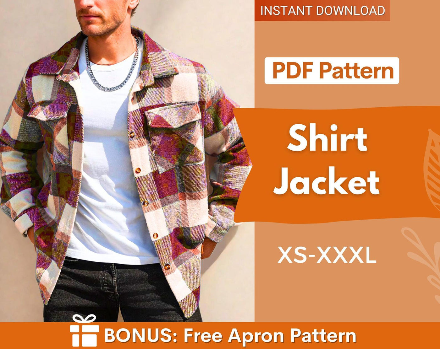 Men Jacket Pattern, Shirt Jacket Sewing Pattern for Men, Men Sewing Pattern, Shirt Pattern Men, Men Pattern, Sewing Pattern