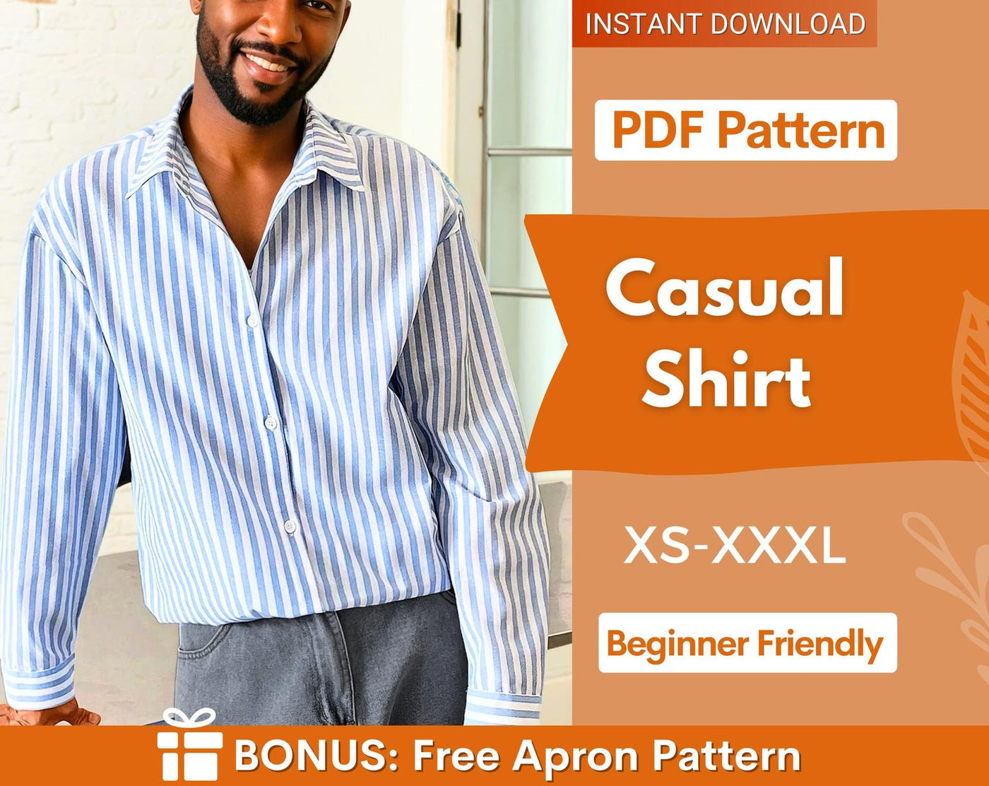 Men Shirt Pattern, Shirt Sewing Pattern Pattern for Men, Button Up Shirt, Mens Sewing Pattern, Shirt Pattern, Men Top Sewing
