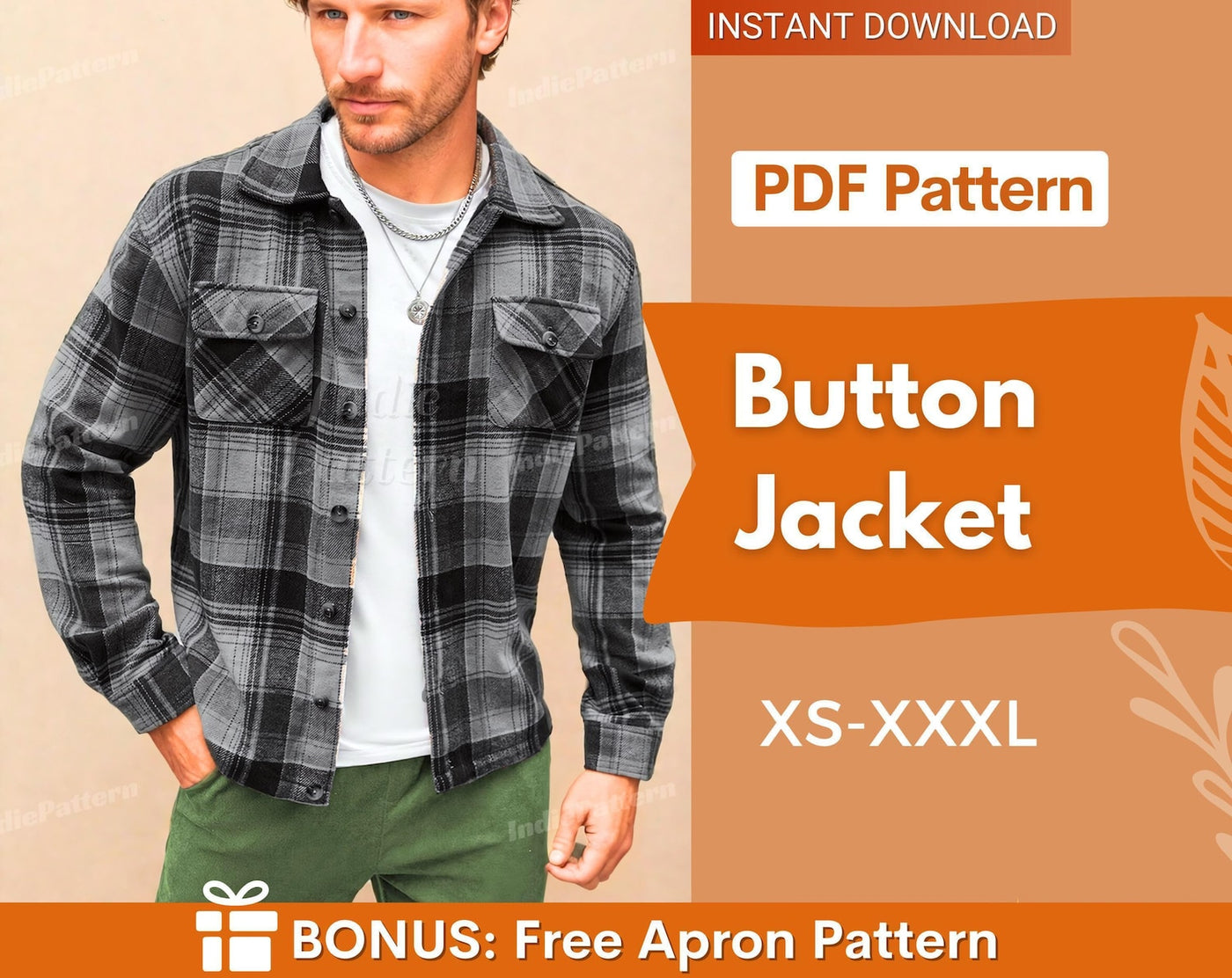 Jacket Pattern for Men, Men Sewing Pattern, Shirt Jacket Pattern, Shirt Pattern for Men, Men PDF Pattern, Sewing Pattern