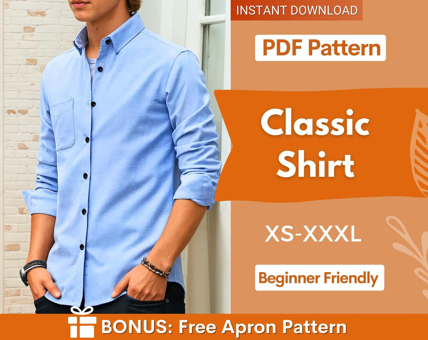 Shirt Sewing Pattern, Men Shirt Pattern, Button Up Shirt Pattern, Mens Sewing Pattern, Shirt Pattern, Sewing Patterns for Men