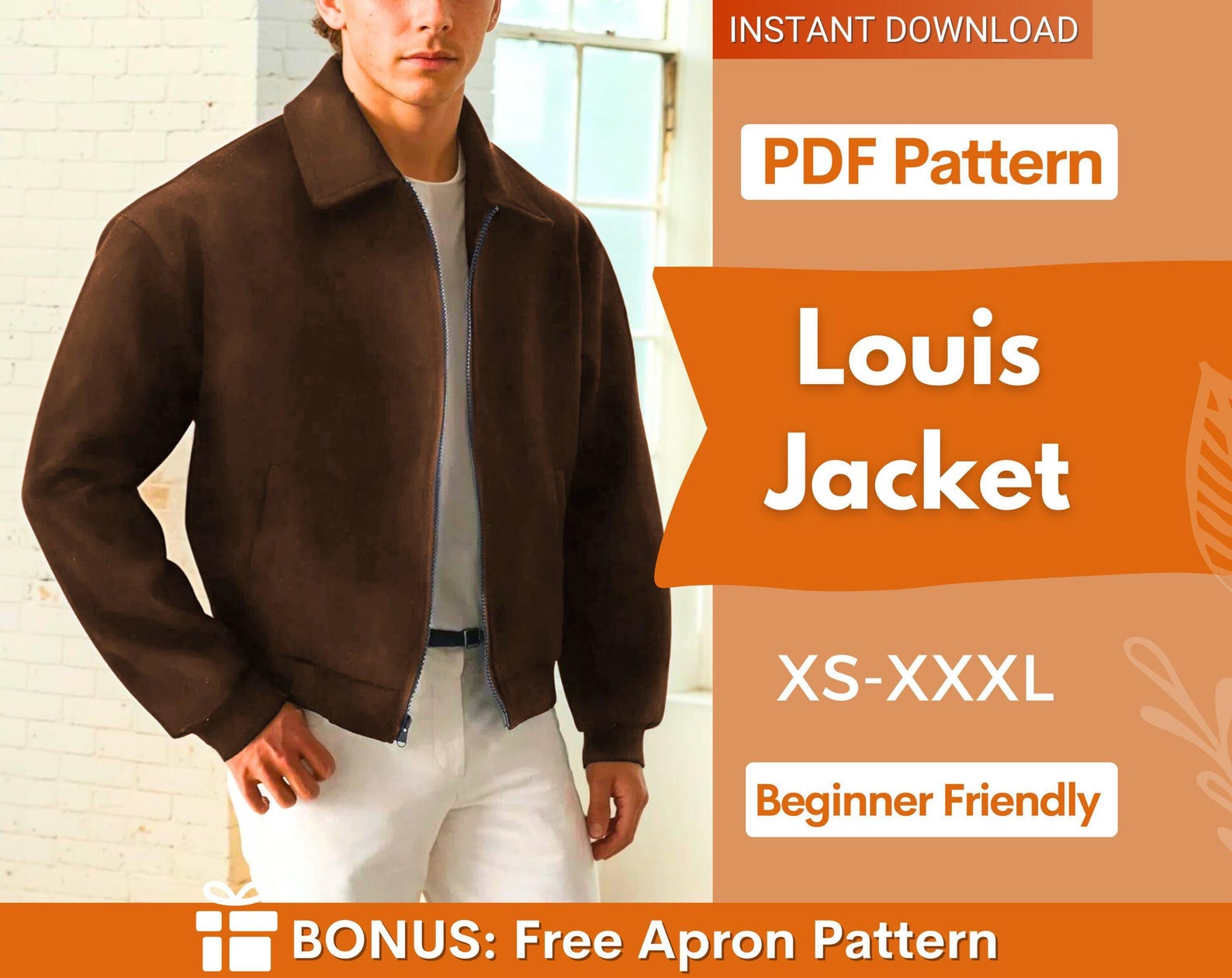 Jacket Sewing Pattern for Men, Jacket Pattern Men, Men Sewing Pattern, Zip Jacket Men, Men Pattern, Sewing Pattern Zip Up