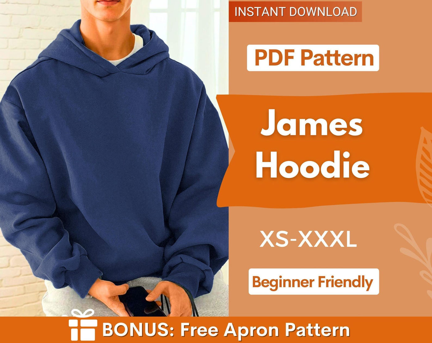 Men Hoodie Sewing Pattern, Hoodie Pattern for Men, XS- XXXL, Sweatshirt Pattern, Men Sewing Pattern, Men Patterns, Patterns