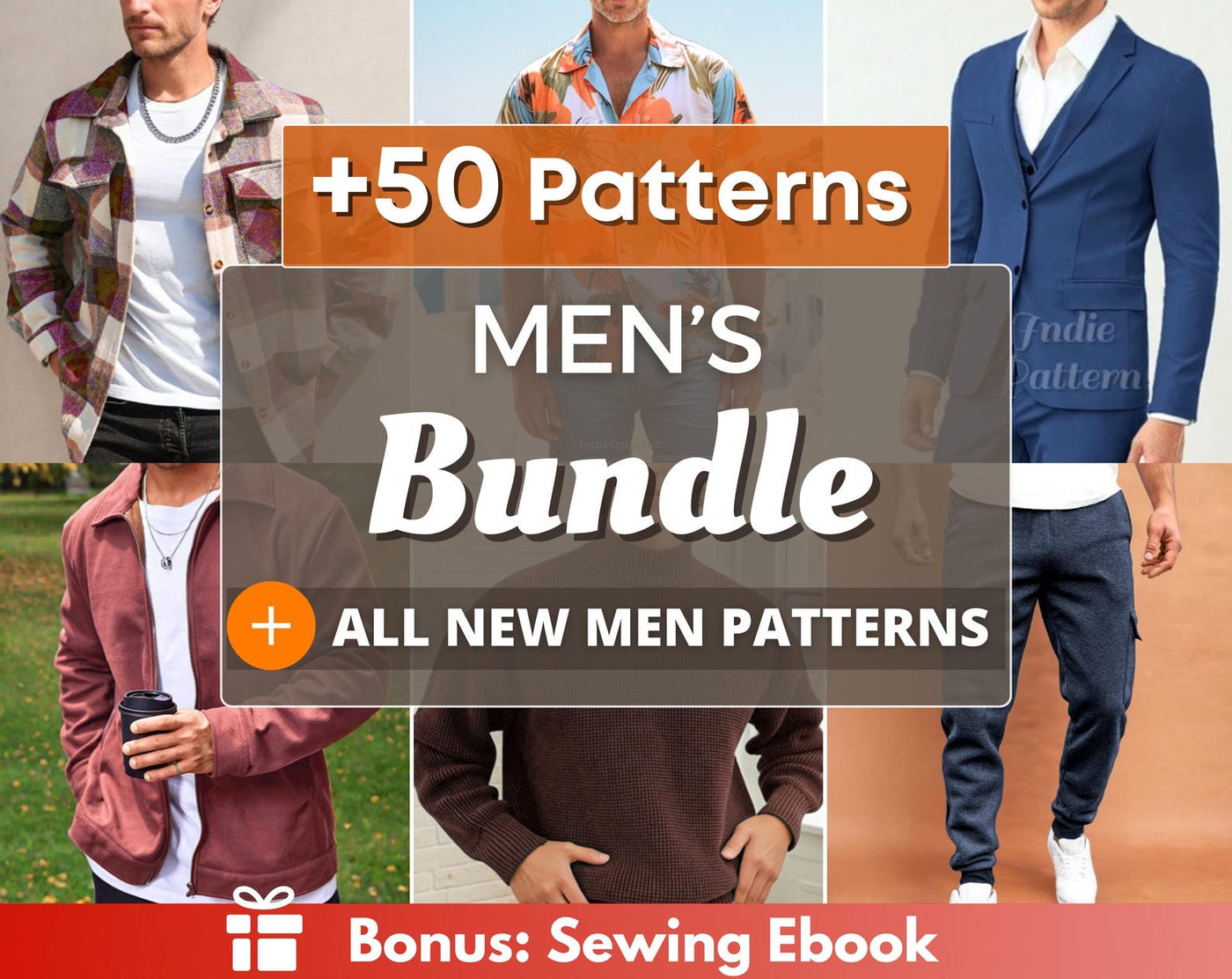 Men's Sewing Patterns | Bundle Men's Patterns | Men Shorts | Men Jacket | Men Pants | Men Shirt | Patterns for Men | Men