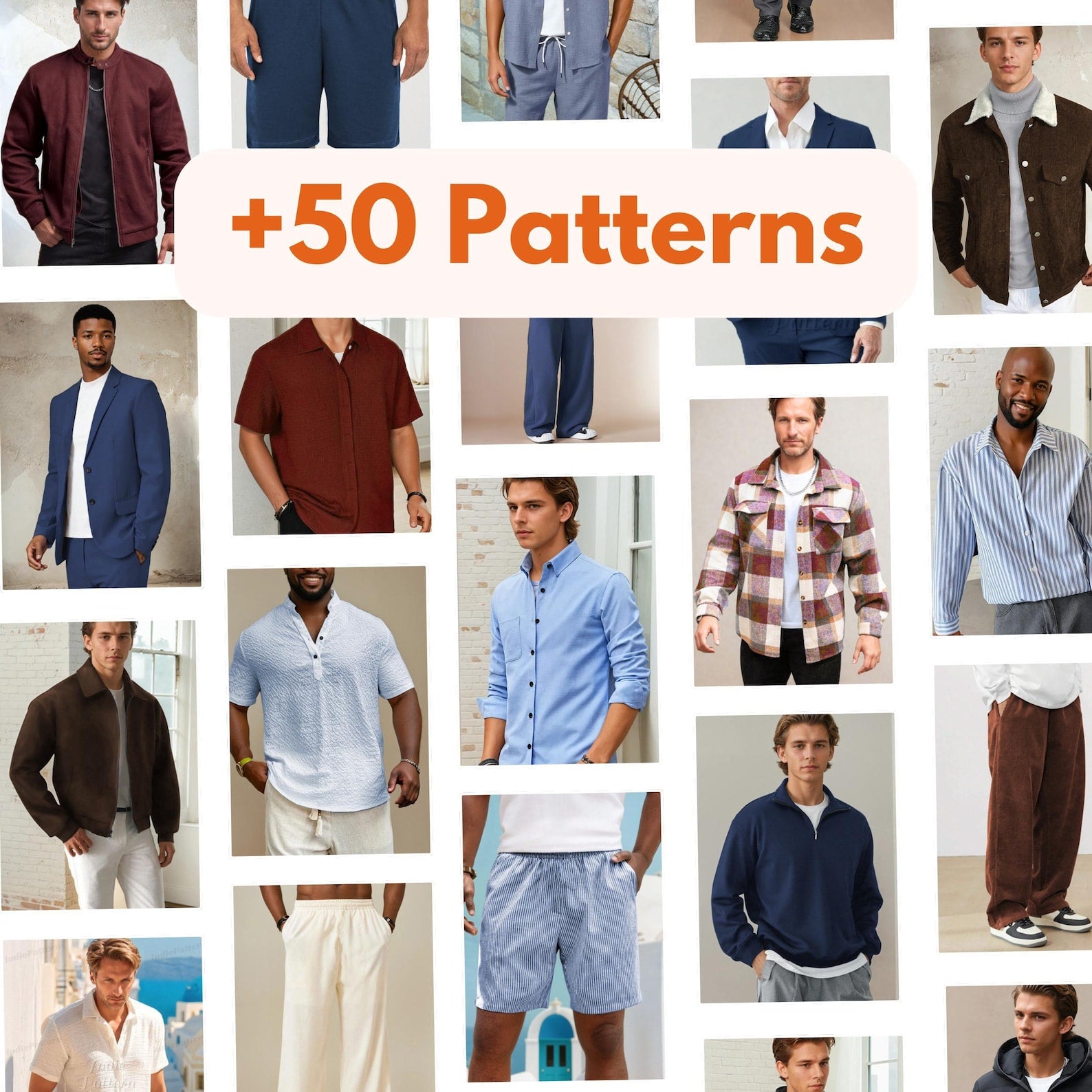 Men's Sewing Patterns | Bundle Men's Patterns | Men Shorts | Men Jacket | Men Pants | Men Shirt | Patterns for Men | Men