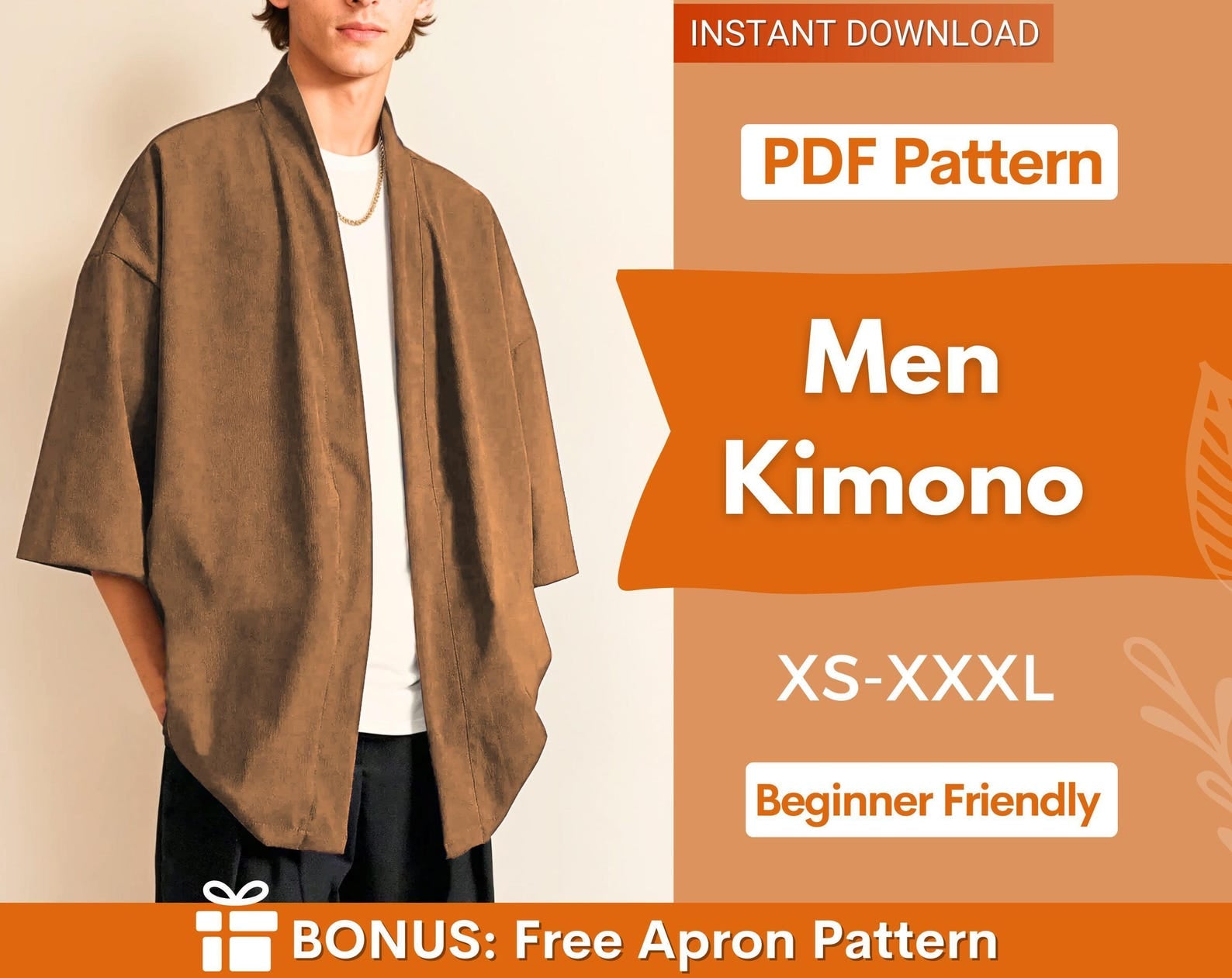 Men's Kimono Sewing Pattern, Short Kimono Pattern for Men, Kimono Pattern, Sewing Pattern for Men, Men Sewing Pattern, Men's