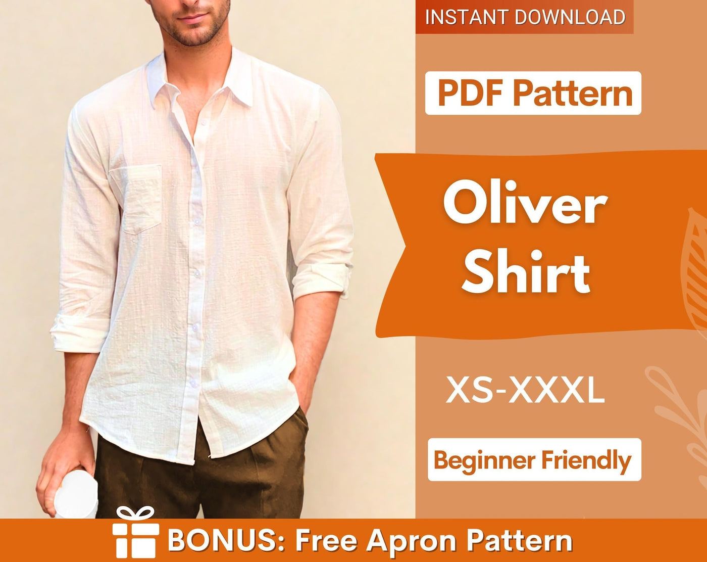 Shirt Sewing Pattern for Men, Shirt Pattern Men, Button Up Shirt Pattern, Shirt Pattern, Sewing Patterns for Men, Long
