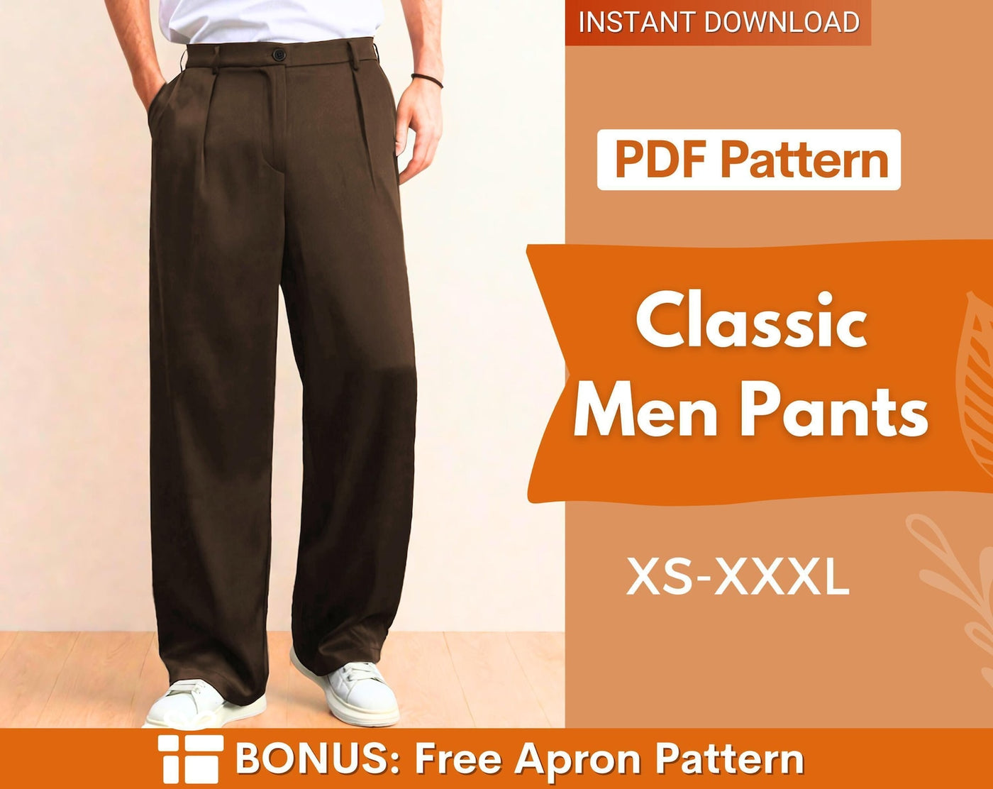 Men Pants Pattern | Men Trousers Sewing Pattern | Sewing Pattern for Men | Pants with Pockets | Men's Sewing Pattern |