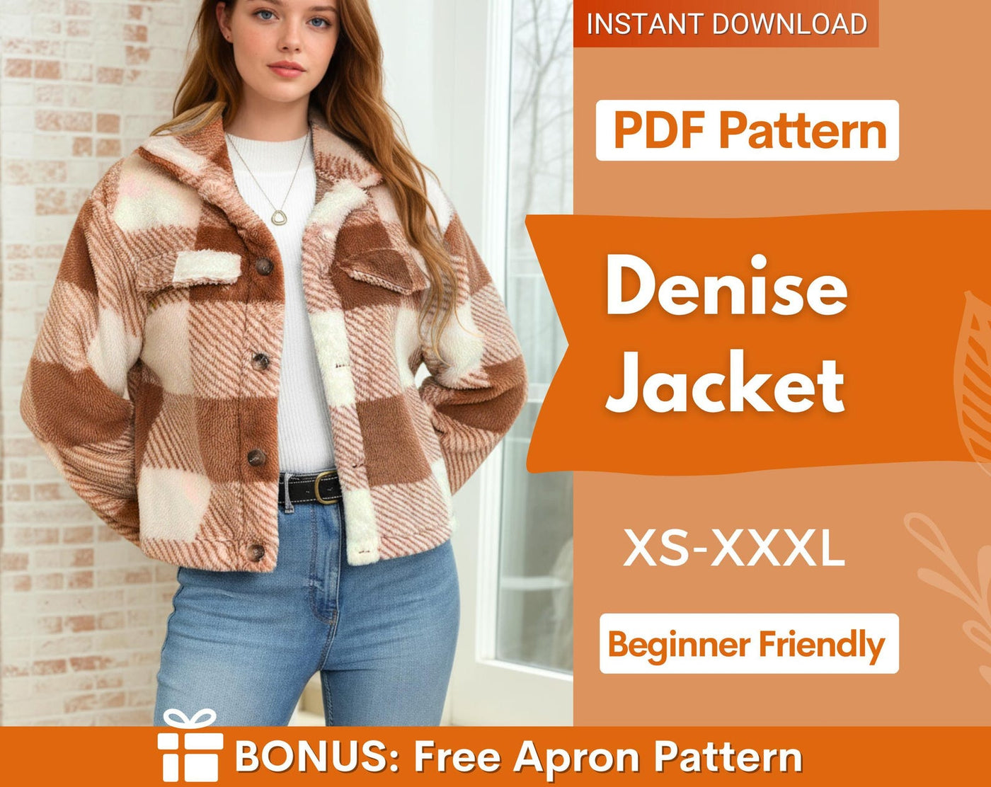 Jacket Sewing Pattern, Women Sewing Pattern, Teddy Jacket Pattern, Button Jacket, Beginner Sewing Pattern, Sewing Pattern