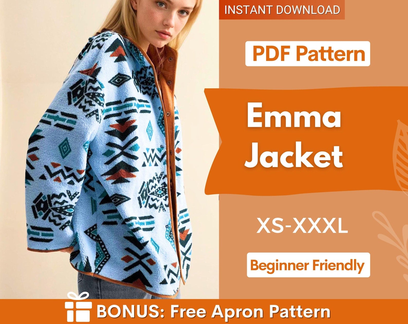 Jacket Sewing Pattern for Women, Women Sewing Pattern, Jacket Pattern, Button Jacket, Beginner Sewing Pattern, Coat Pattern