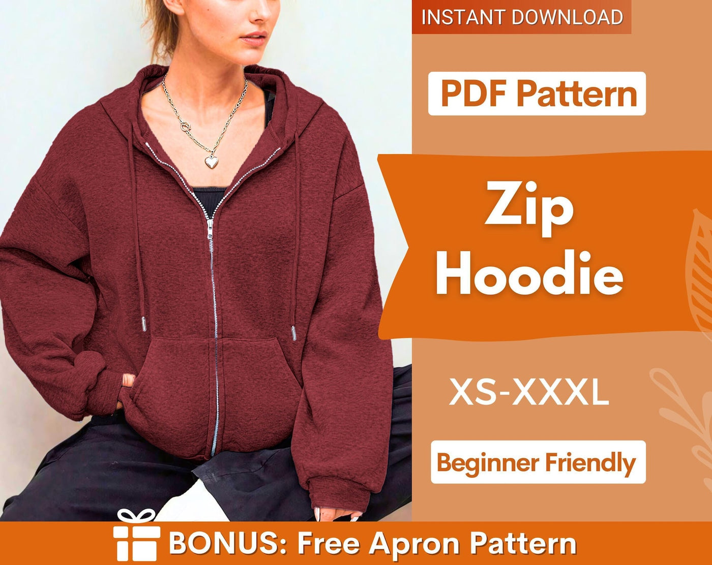 Zip Up Hoodie Pattern, Women Hoodie, Sweatshirt Pattern, Women Sewing Pattern, Zip Jacket Pattern, Sewing Patterns, Zipper