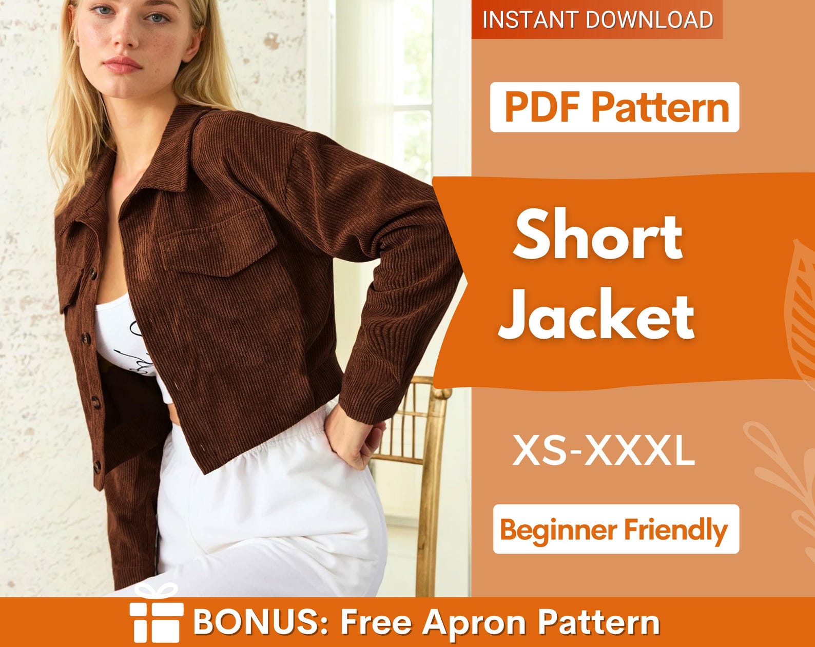 Jacket Sewing Pattern for Women, XS-XXXL, Women Jacket, Shirt Jacket, Shacket Pattern, Women Jacket Pattern, Women Sewing