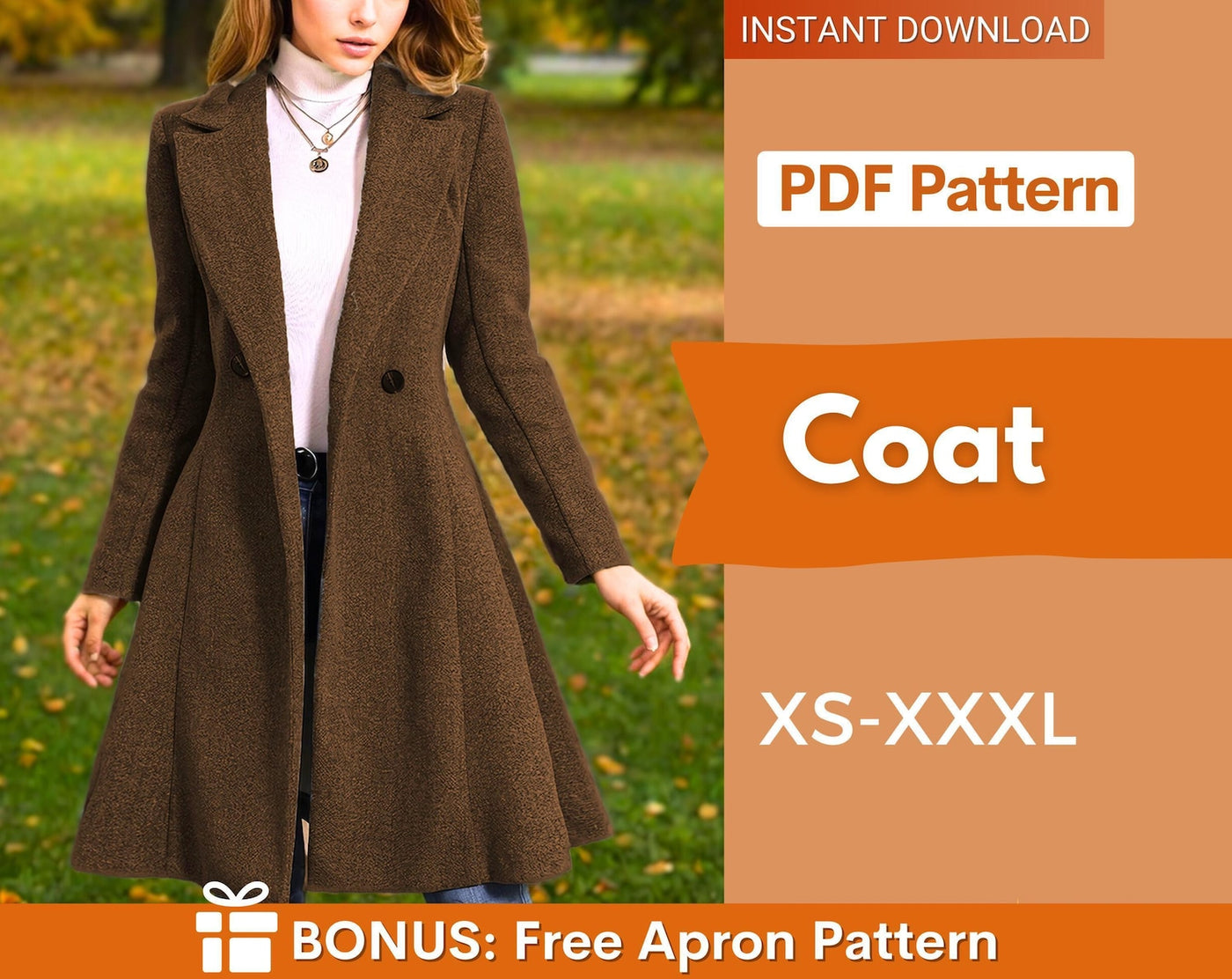 Coat Pattern | Winter Coat Sewing Pattern | Long Coat PDF Pattern | Winter Jacket Sewing Pattern PDF | Women Sewing Pattern