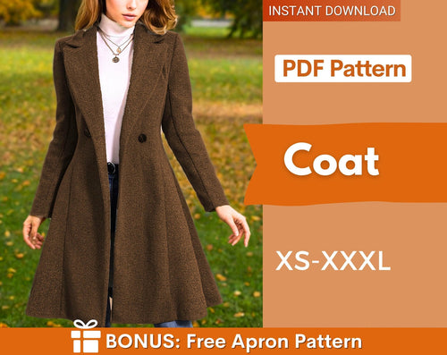 Coat Pattern | Winter Coat Sewing Pattern | Long Coat PDF Pattern | Winter Jacket Sewing Pattern PDF | Women Sewing Pattern