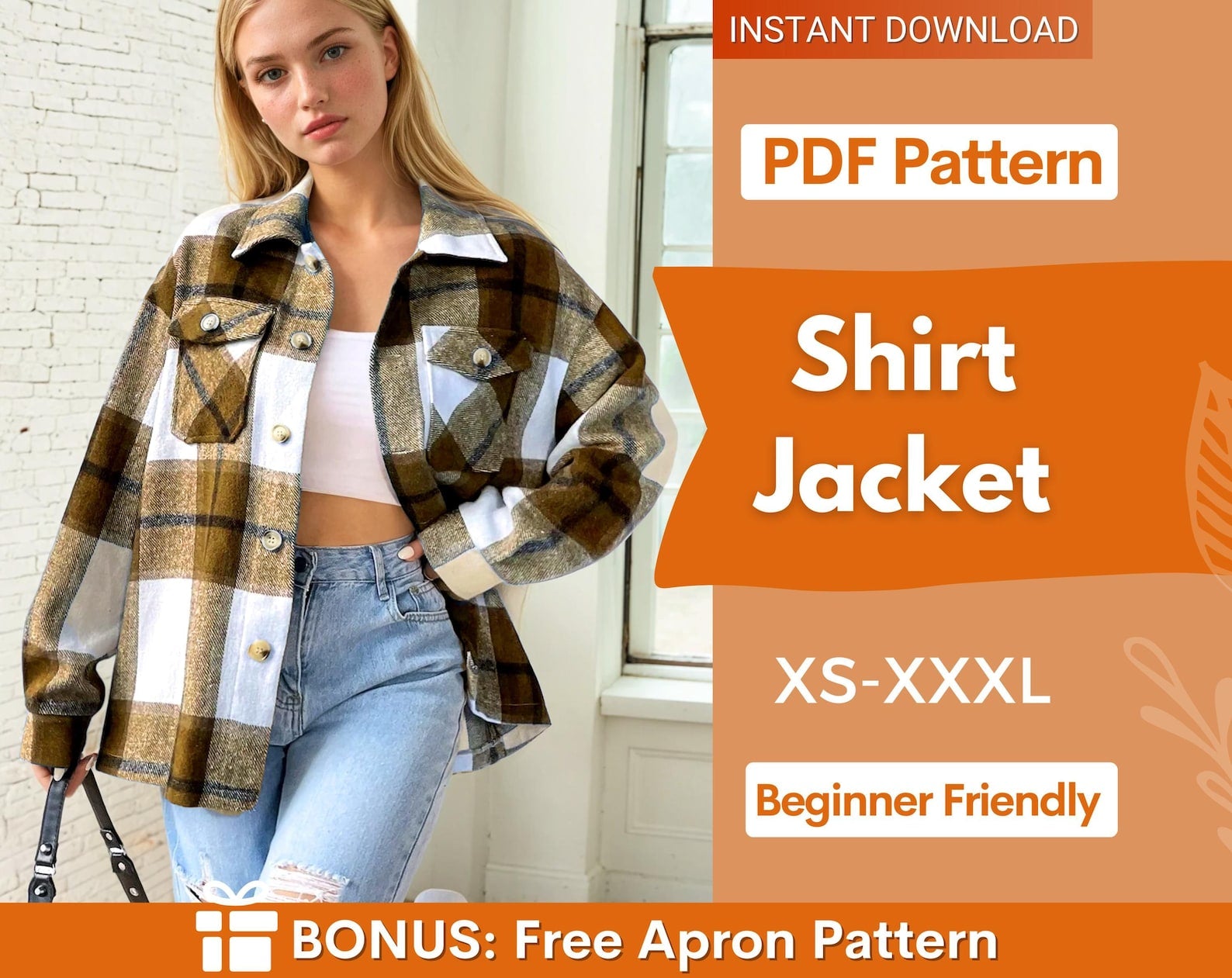 Shirt Jacket Pattern, Women Shirt Sewing Pattern, Women's Jacket Pattern, Shacket sewing pattern, Women Sewing Pattern