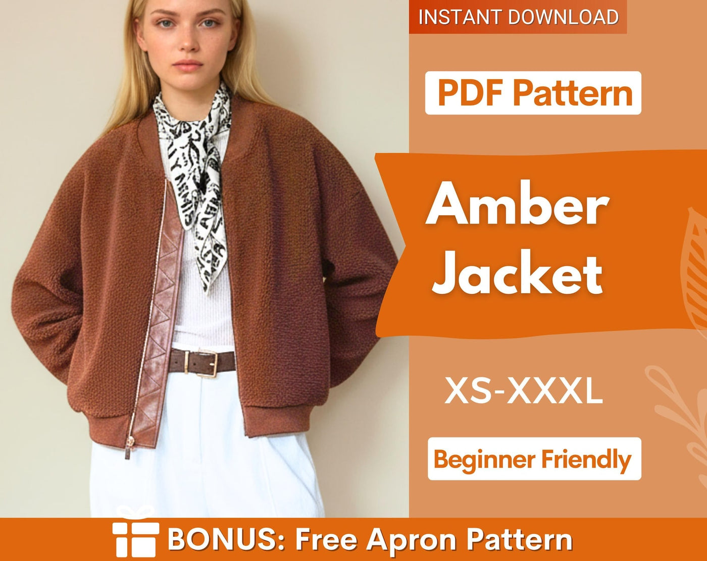 Jacket Sewing Pattern for Women, Women Sewing Pattern, Jacket with Lining, Zip Up Jacket, Beginner Sewing Pattern, Pattern
