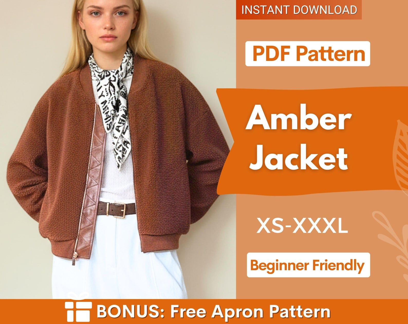 Jacket Sewing Pattern for Women, Women Sewing Pattern, Jacket with Lining, Zip Up Jacket, Beginner Sewing Pattern, Pattern
