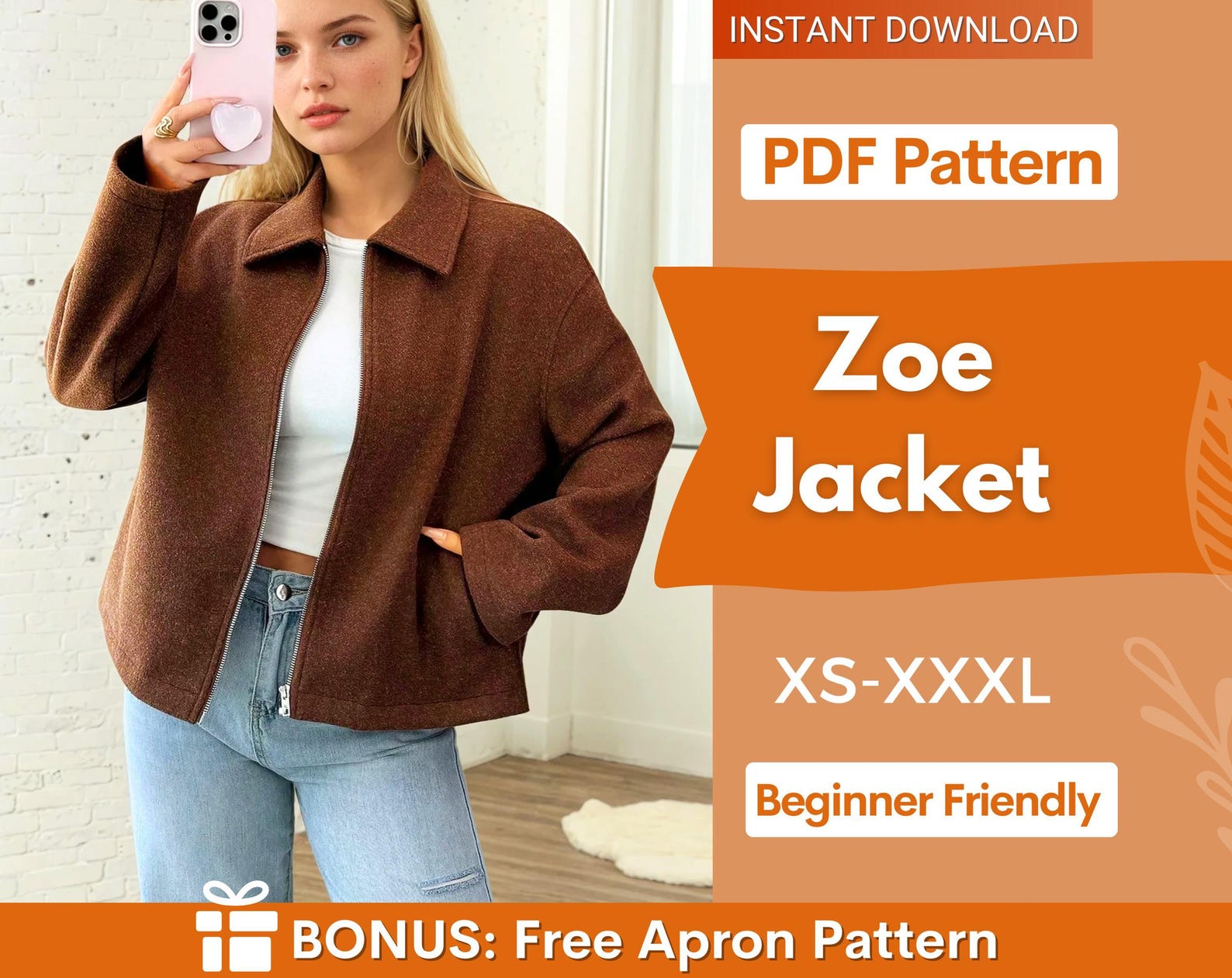 Jacket Sewing Pattern for Women, Zip Up Jacket Pattern, Women Jacket Sewing Pattern, Crop Jacket, Short Jacket, Women Pattern