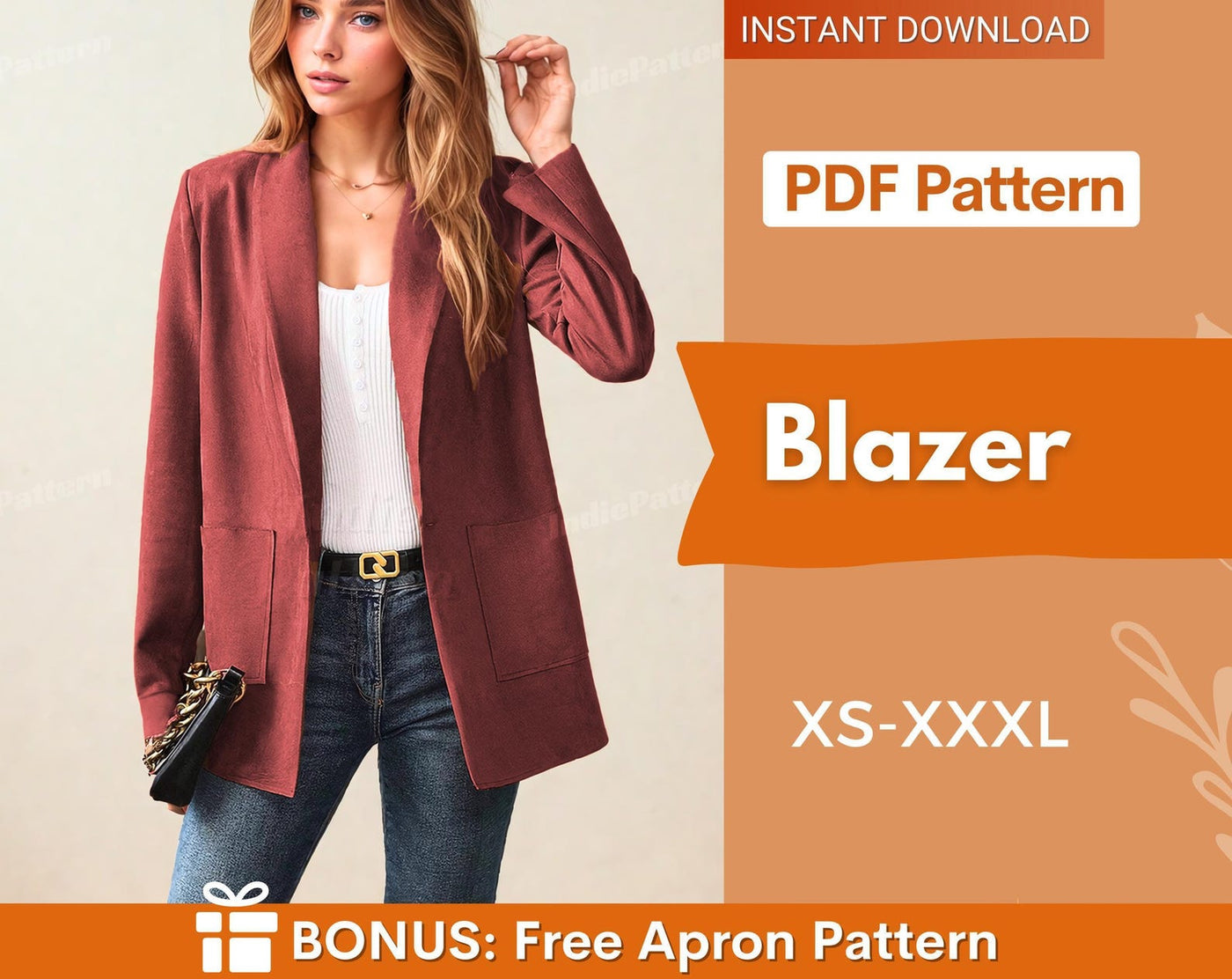 Blazer Women Sewing Pattern | Jacket Sewing Pattern | Sewing Pattern Women PDF | Coat Pattern | Women Sewing Pattern | Sewing