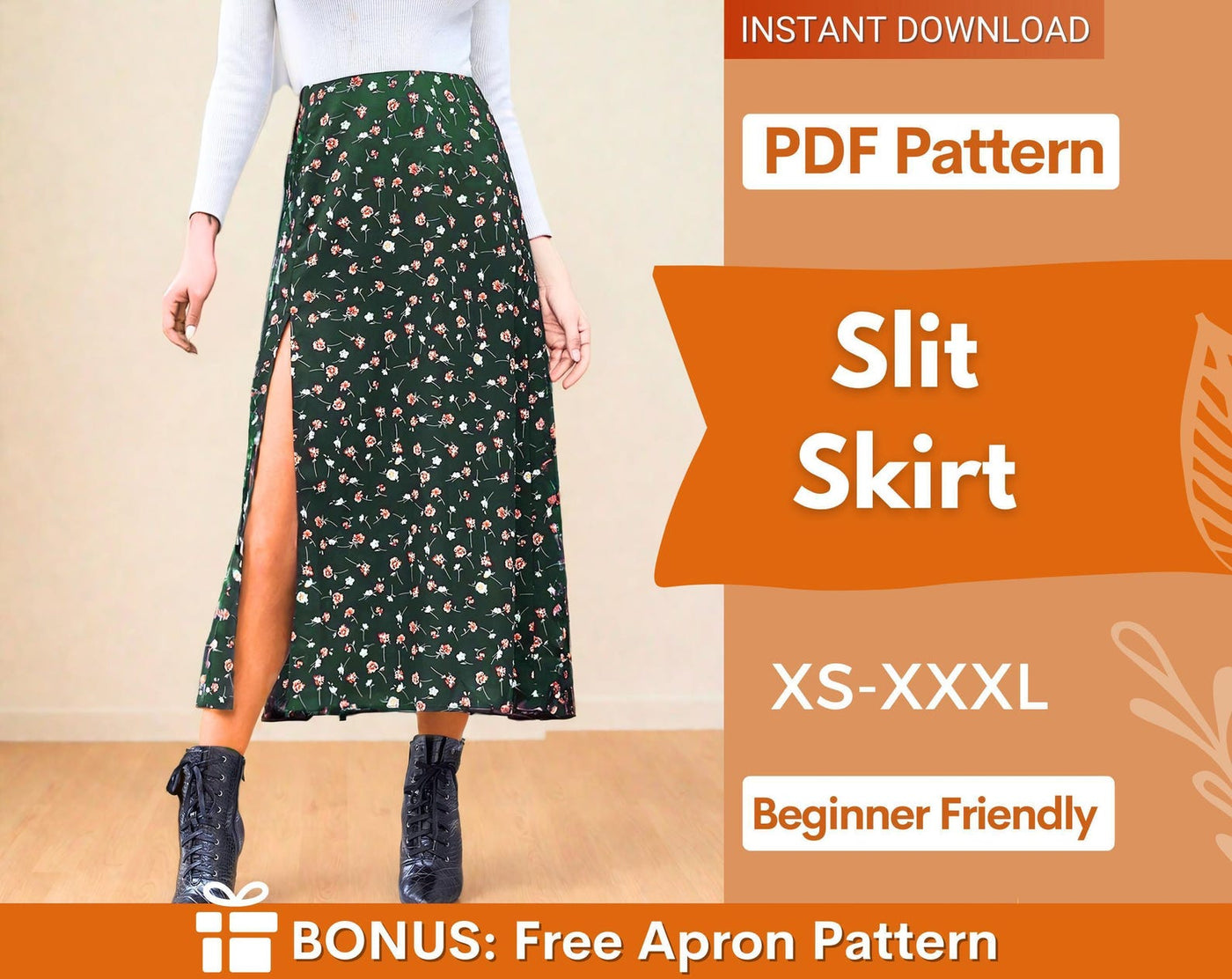 Skirt pattern | XS-XXXL | Slit Skirt Sewing Pattern | Easy Skirt Pattern, Skirt for women PDF Pattern Skirt with zipper