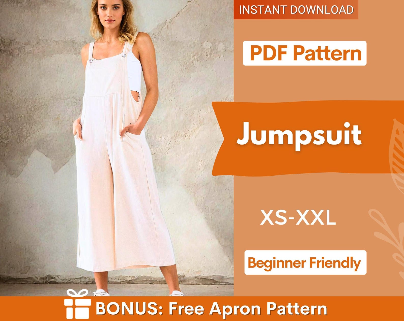 Jumpsuit Sewing Pattern | XS-XXL | Overalls pattern | Jumpsuit PDF Pattern |Women's Jumpsuits | Dungaree Pant Loose Trouser |