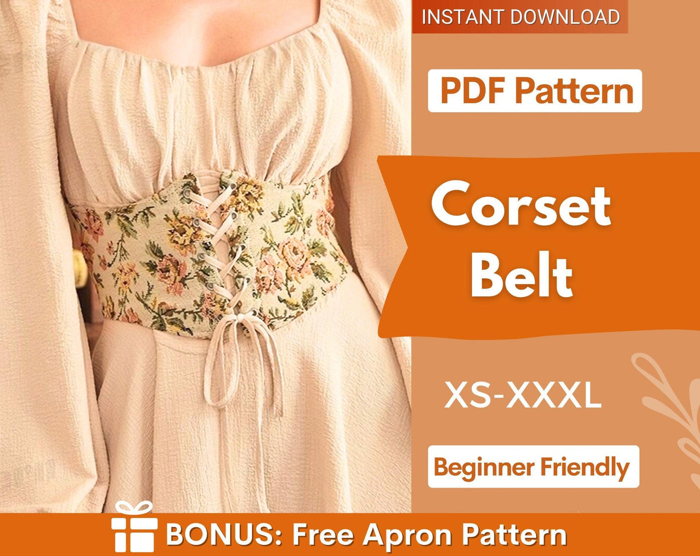 Corset Belt Pattern | XS-XXXL | Underbust Corset Sewing Pattern | Corset Pattern PDF | Easy corset pattern | Corset Underbust