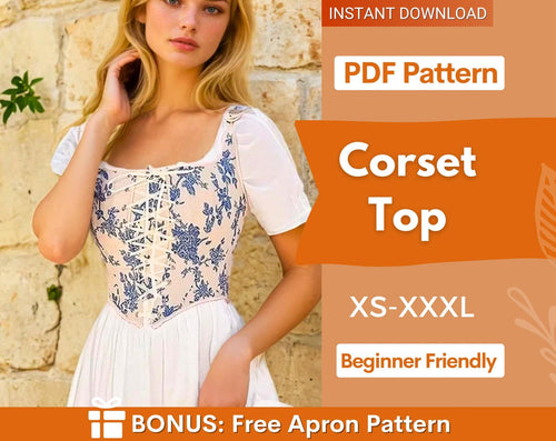 Corset Top Sewing Pattern | Corset Pattern | Cottagecore corset pattern | Corset Sewing Pattern | Sewing Pattern | Women Top